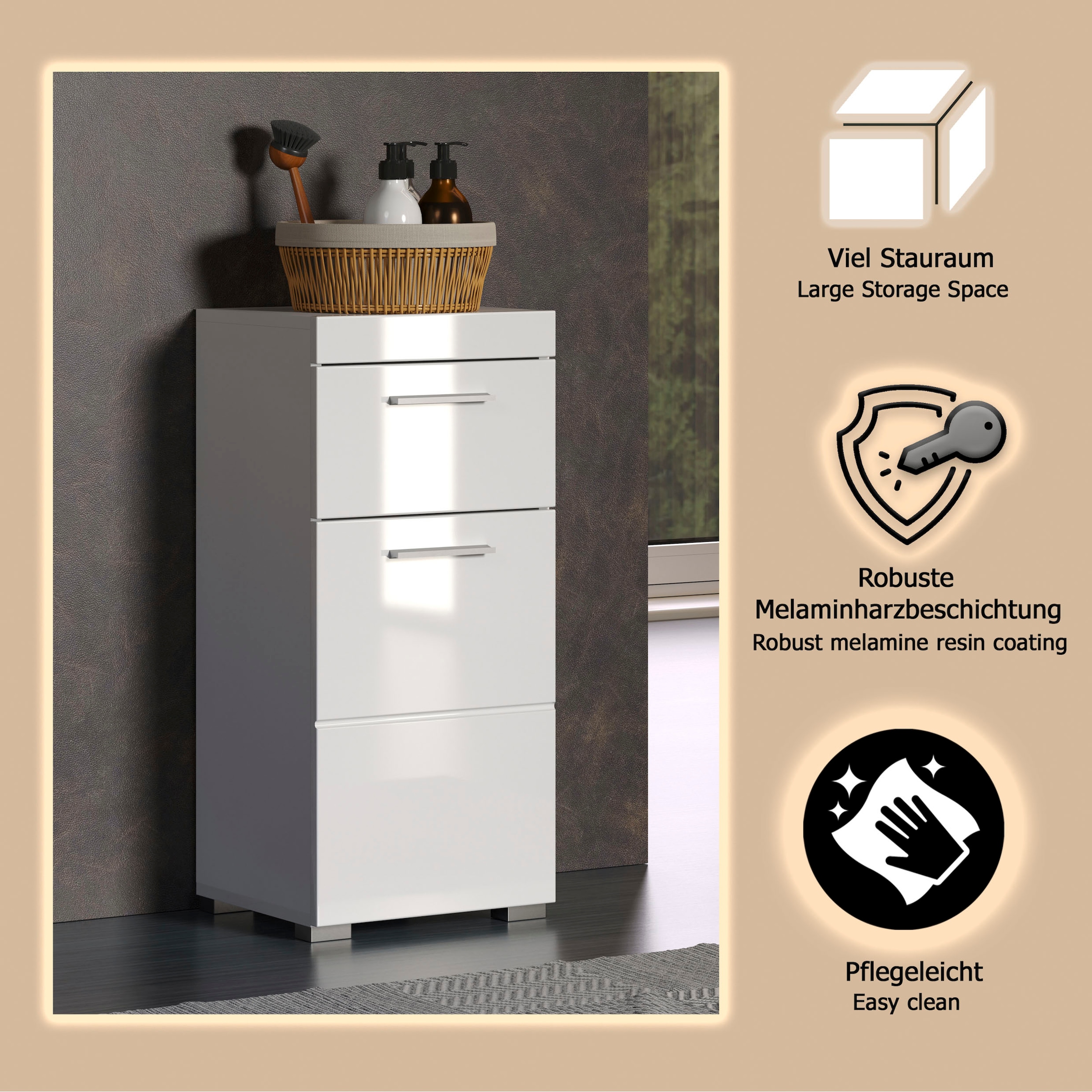 welltime Armoire basse »Avena« Badezimmerkommode mit 1 Schublade und 1 Tür - (B/T/H) 37/31/79 cm