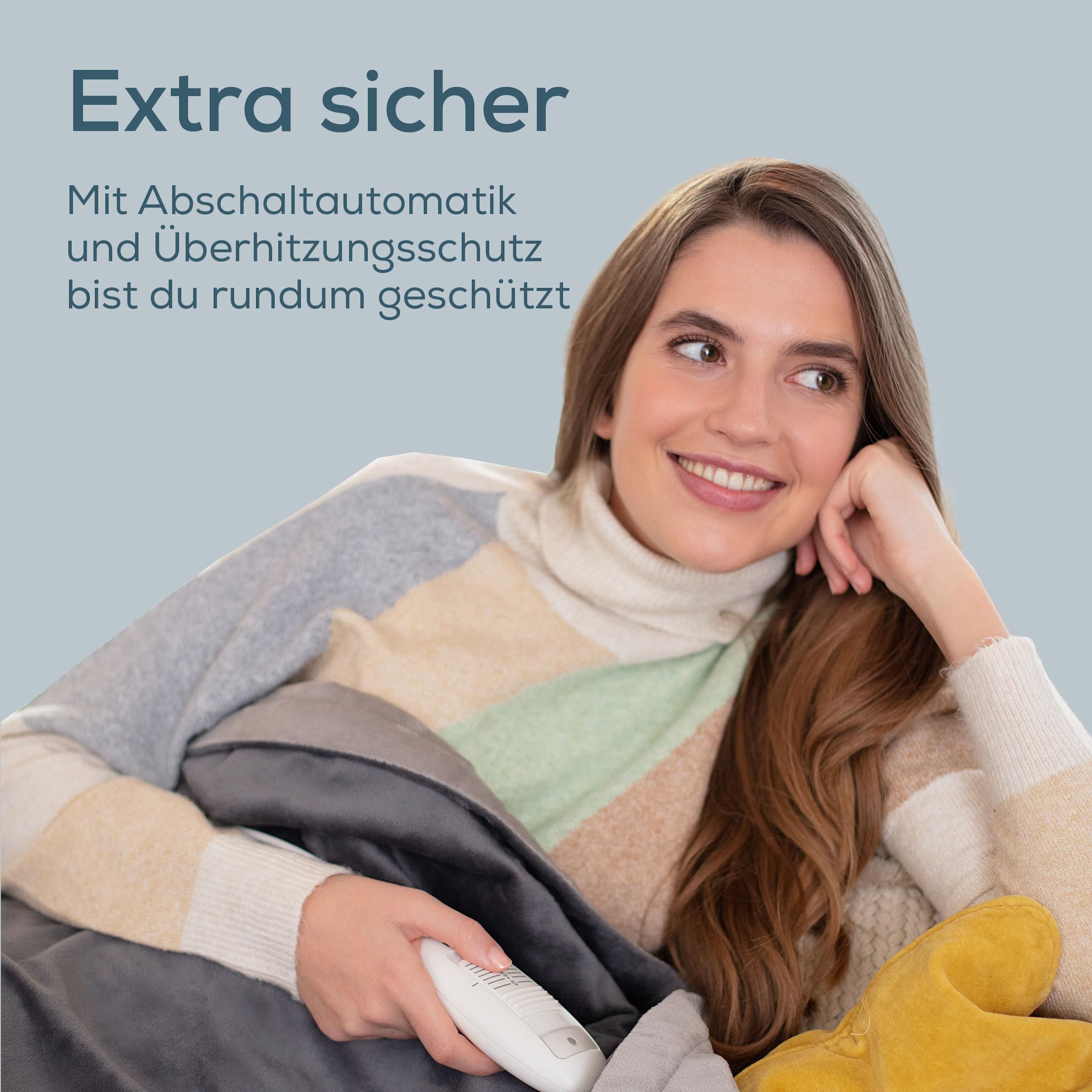 BEURER Couverture chauffante »HD 75 Cosy Dark-Grey, elektrische Wärmedecke zum Einkuscheln« avec 6 niveaux de température, arrêt automatique, lavable en machine