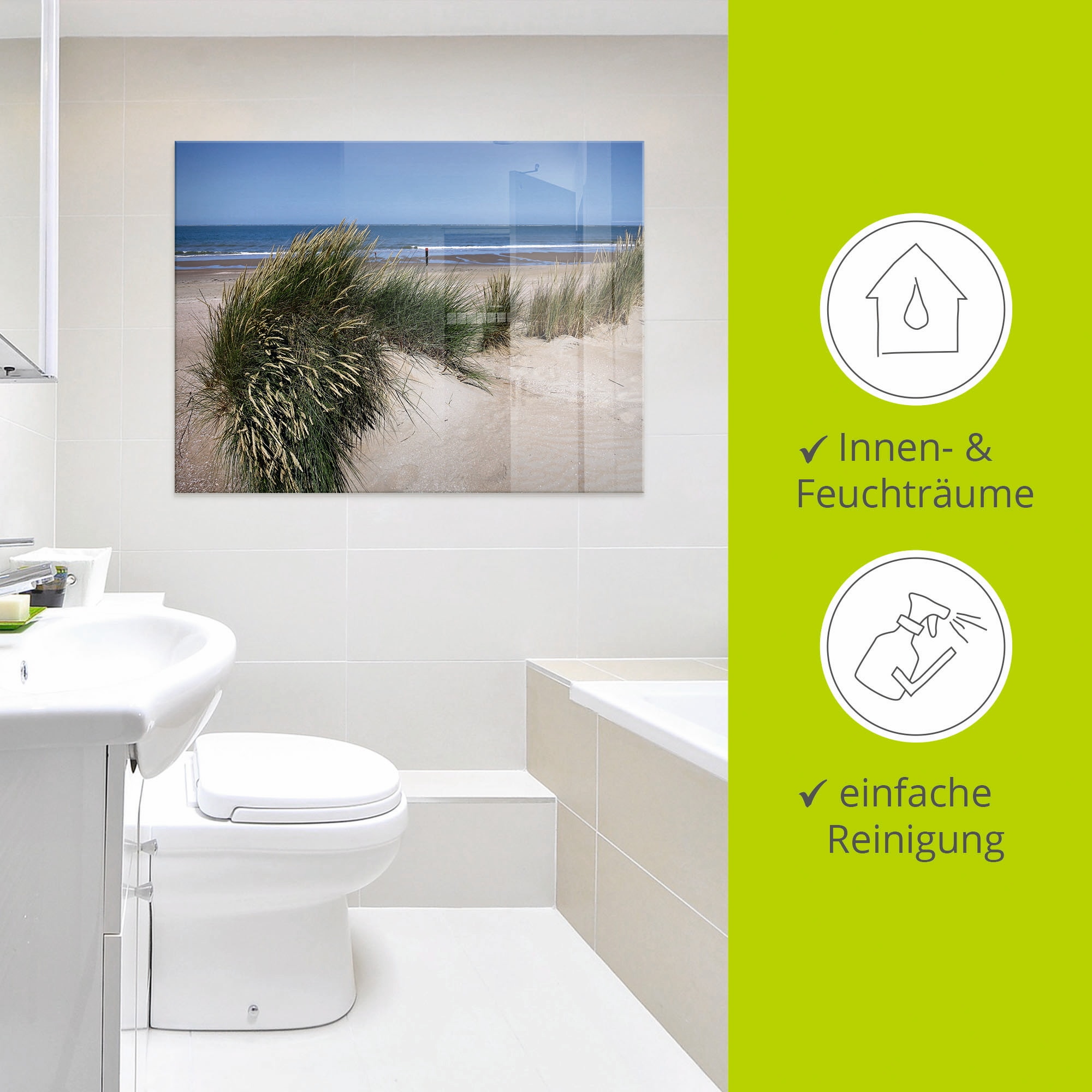 Artland Glasbild »wellige Dünenlandschaft« Strand 1 Stk. tlg. in verschiedenen Grössen