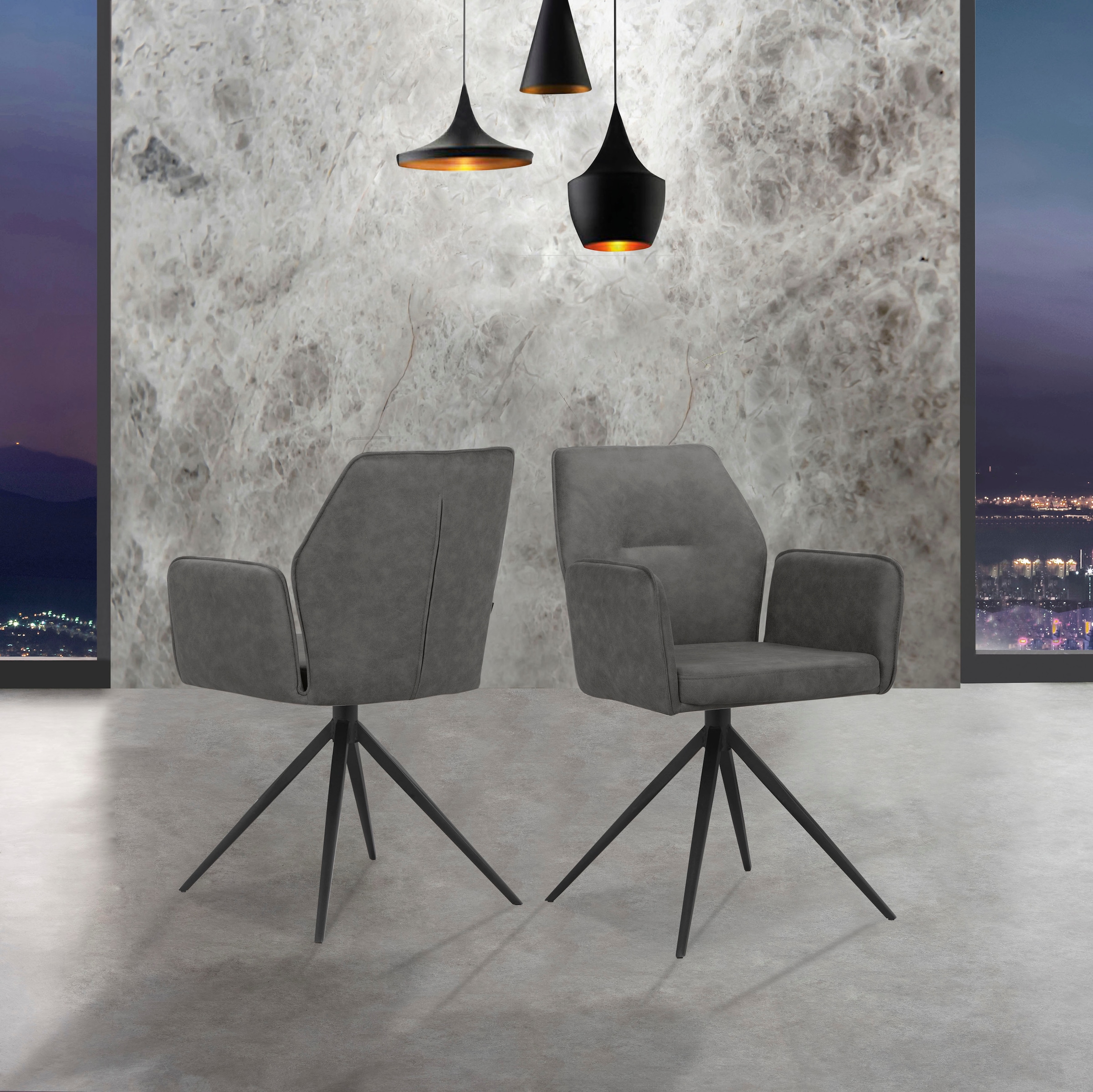 GOODproduct Esszimmerstuhl »Ozias« () Sitz und Rücken gepolstert, Gestell aus Metall schwarz, Sitzhöhe 50 cm, 2er Set