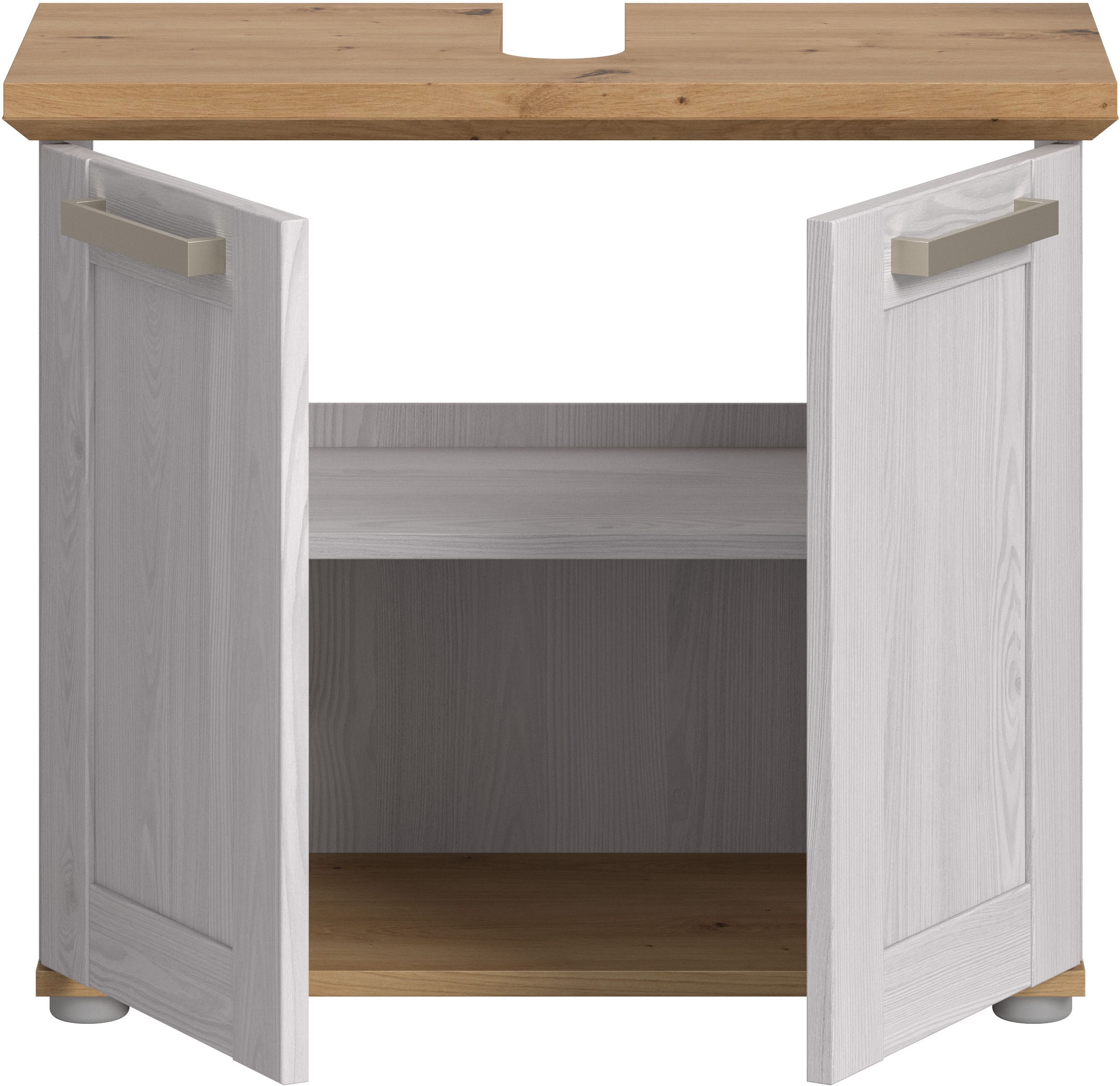 welltime Armoire sous lavabo »COSENZA, Breite 69cm, 2 Türen, 1 Einlegeboden, mit Siphonausschnitt« in Landhausoptik, mit weiteren Artikel der Serie kombinierbar, 1 cuis tlg. Waschbeckenunterschrank, WBU, Bad, Badezimmer