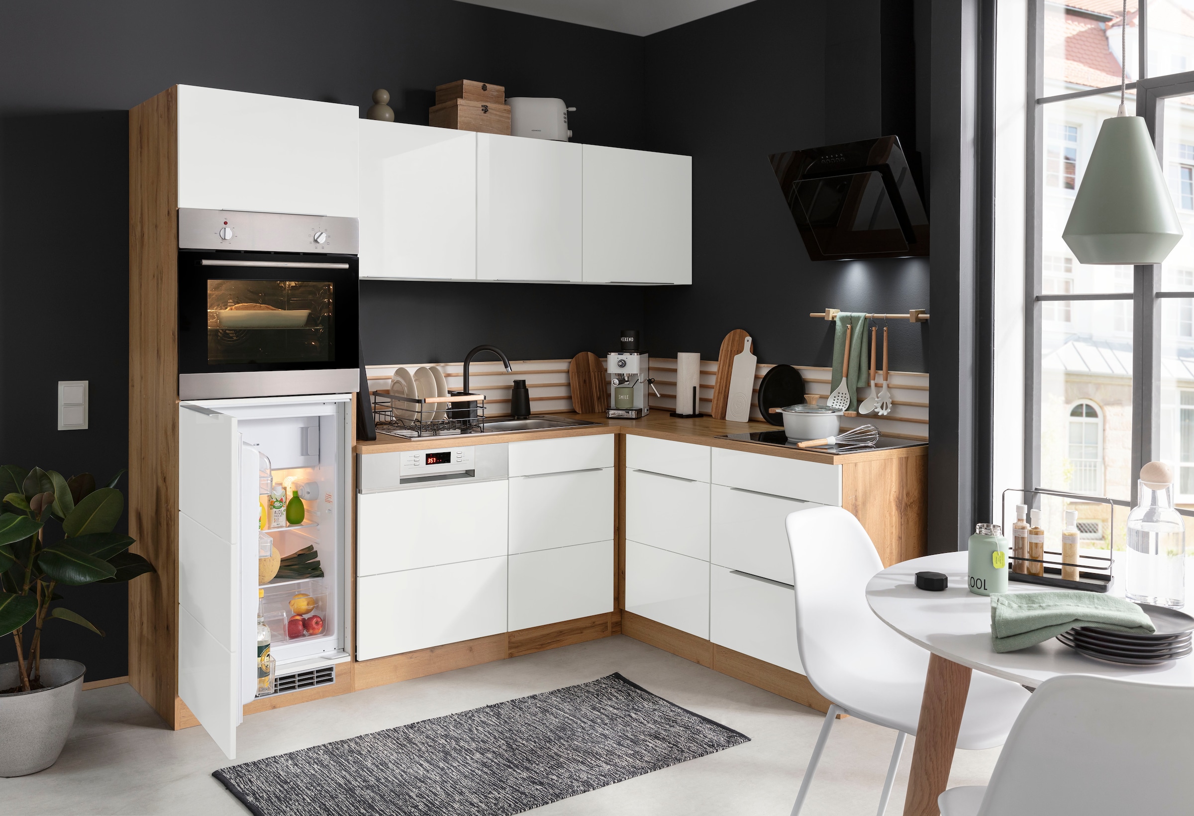 KOCHSTATION Winkelküche »KS-Brindisi Stellbreite 230/170 cm« wahlweise mit E-Geräten und Induktion, mit MDF-Fronten