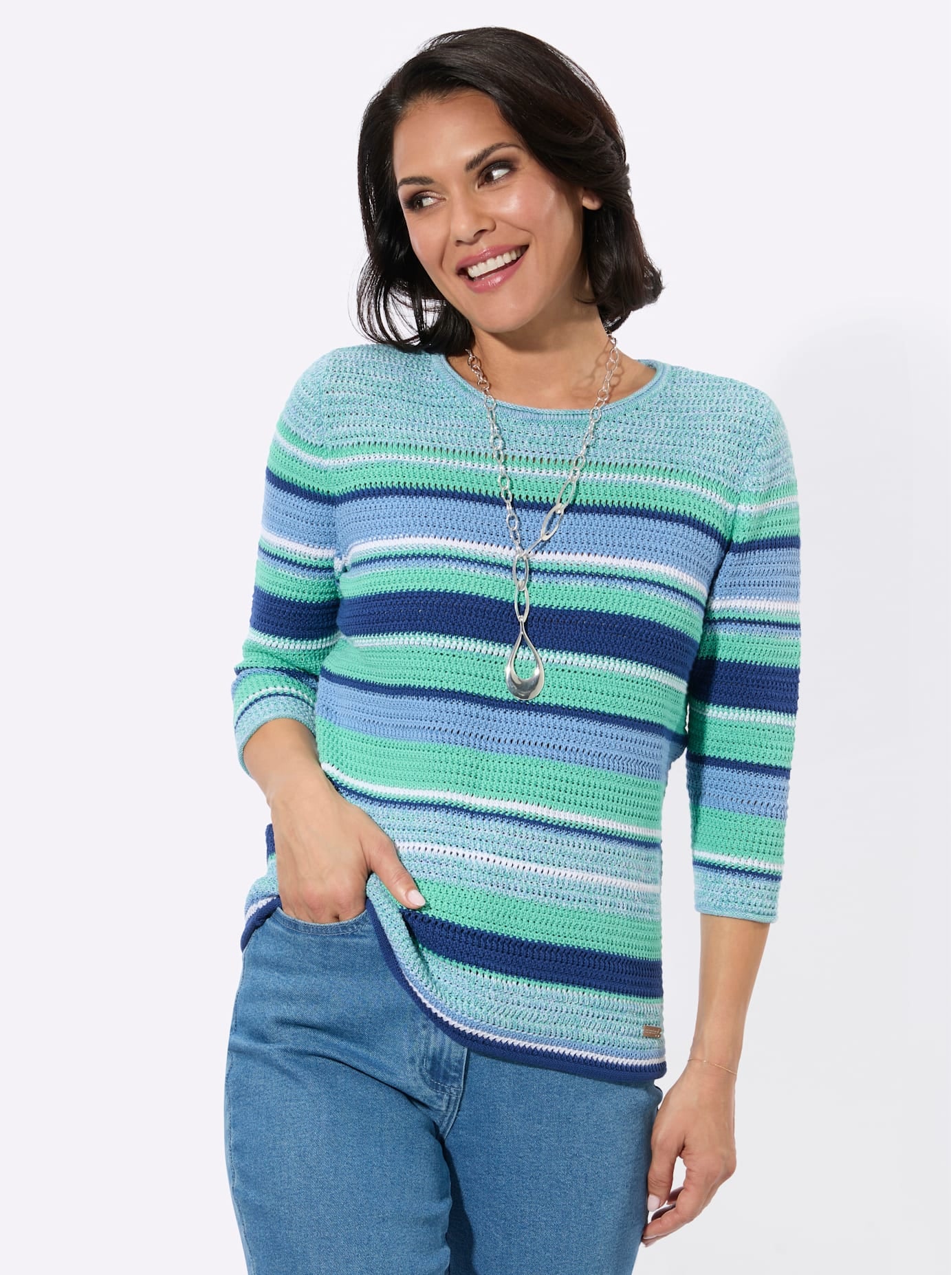 Casual Looks Pull à manches 3/4 »Rundhals-Pullover«