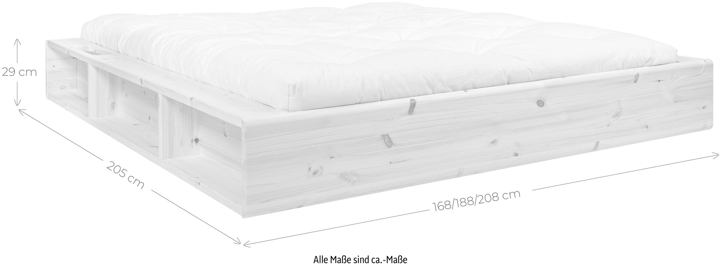 Karup Design Futonbett »Ziggy, Stauraumbett, viele Regale, inklusive Lattenrost« massive und langlebige Qualität, Belastbarkeit bis 300KG