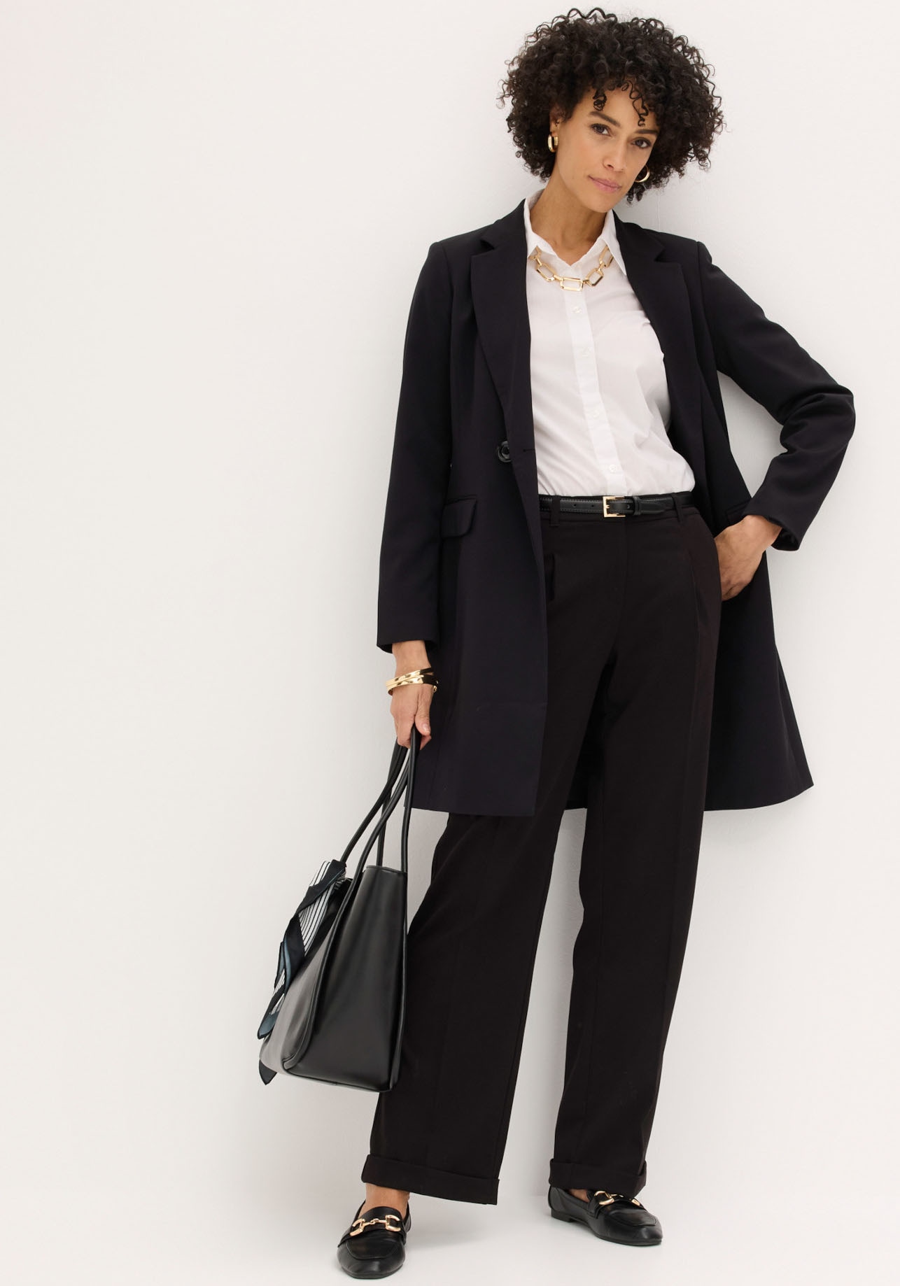 bonprix Pantalon marlène »Marlenehose«  weite Hose, mit Bügelfalte und Umschlagsaum, lockere Passform