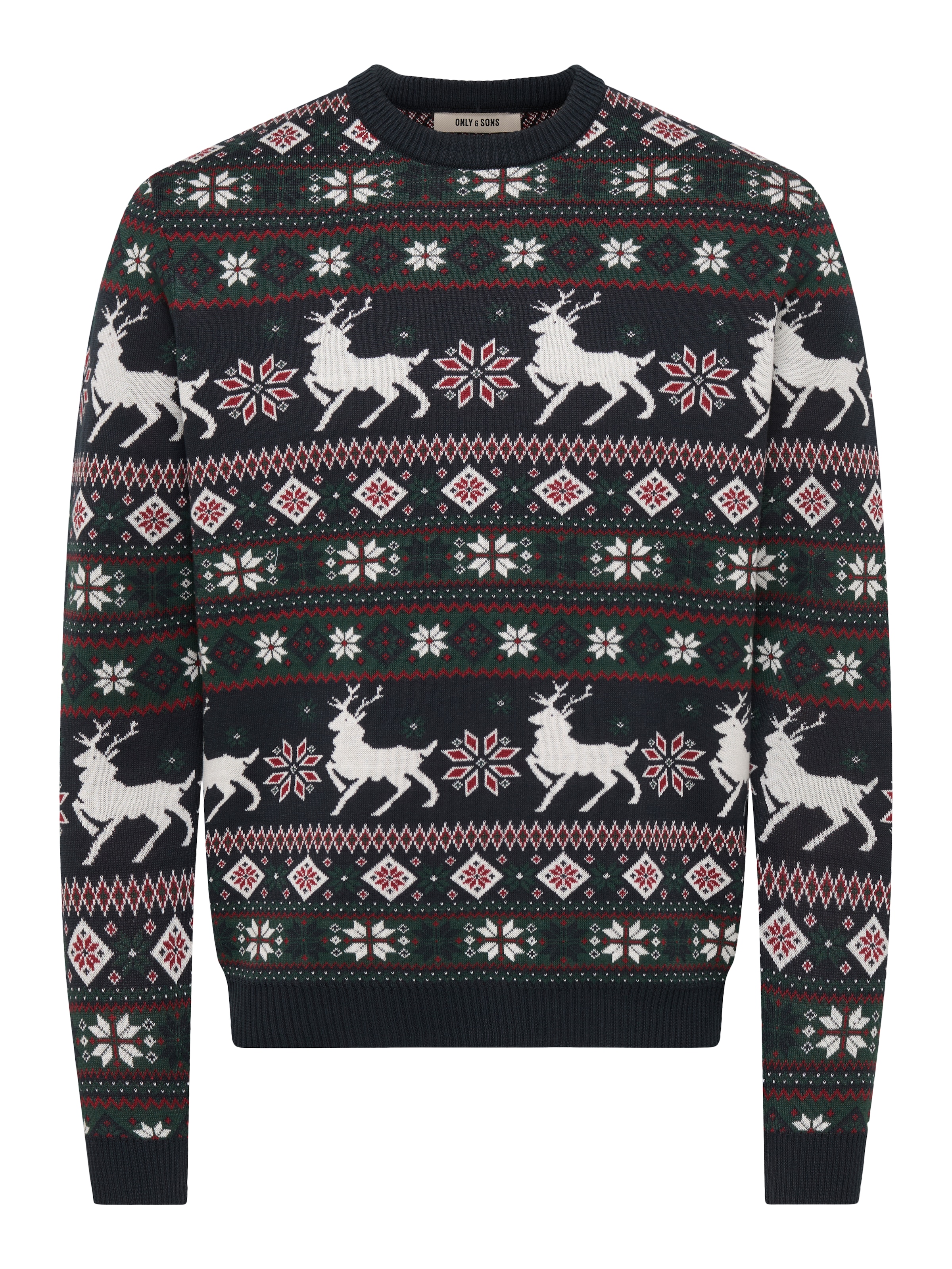 ONLY & SONS Pull à col rond »ONSX-MAS 2 CREW REG« Weihnachten, Kunstfaser, regular fit