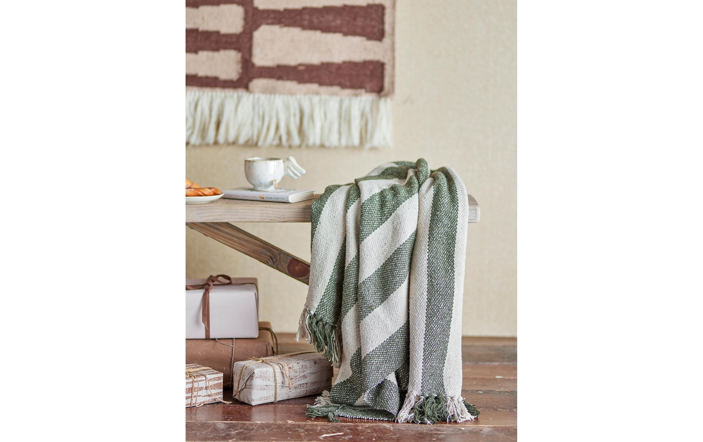 Bloomingville Wohndecke »Jodina 130 x 160 cm« Wohndecke aus recycelter Baumwolle