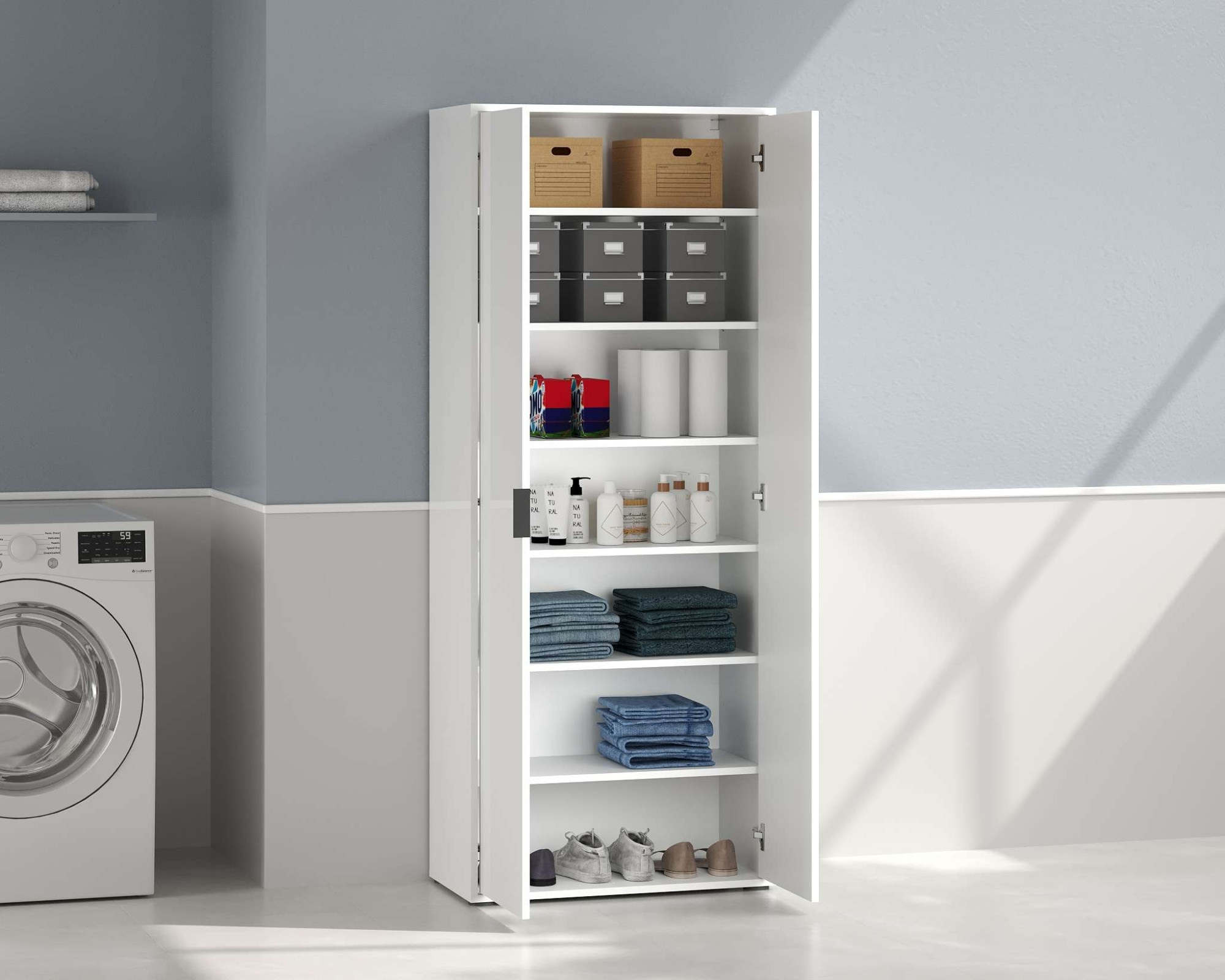 Home affaire Armoire multi-usages »JOLLY, Stauraumschrank , Breite 72,5 cm , Höhe 178 cm« 1 cuis tlg. 2-türiger Schrank mit 4 Einlegeböden, hochglanz lackiert