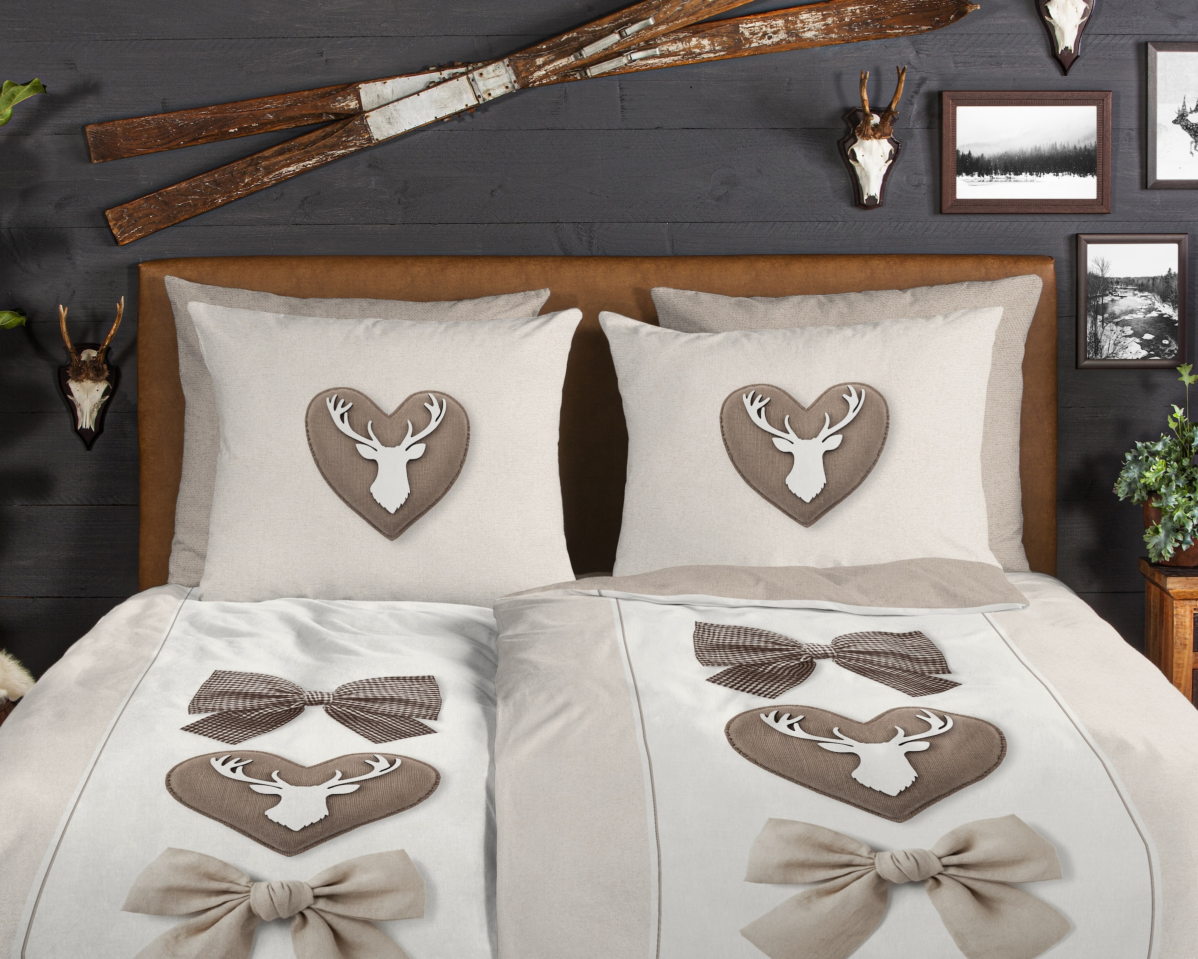 good morning Linge de lit réversible »Siff« 2 cuis tlg. Flanell, Biber, Winter, Warm, Reissverschluss, Wende, ländlicher Stil