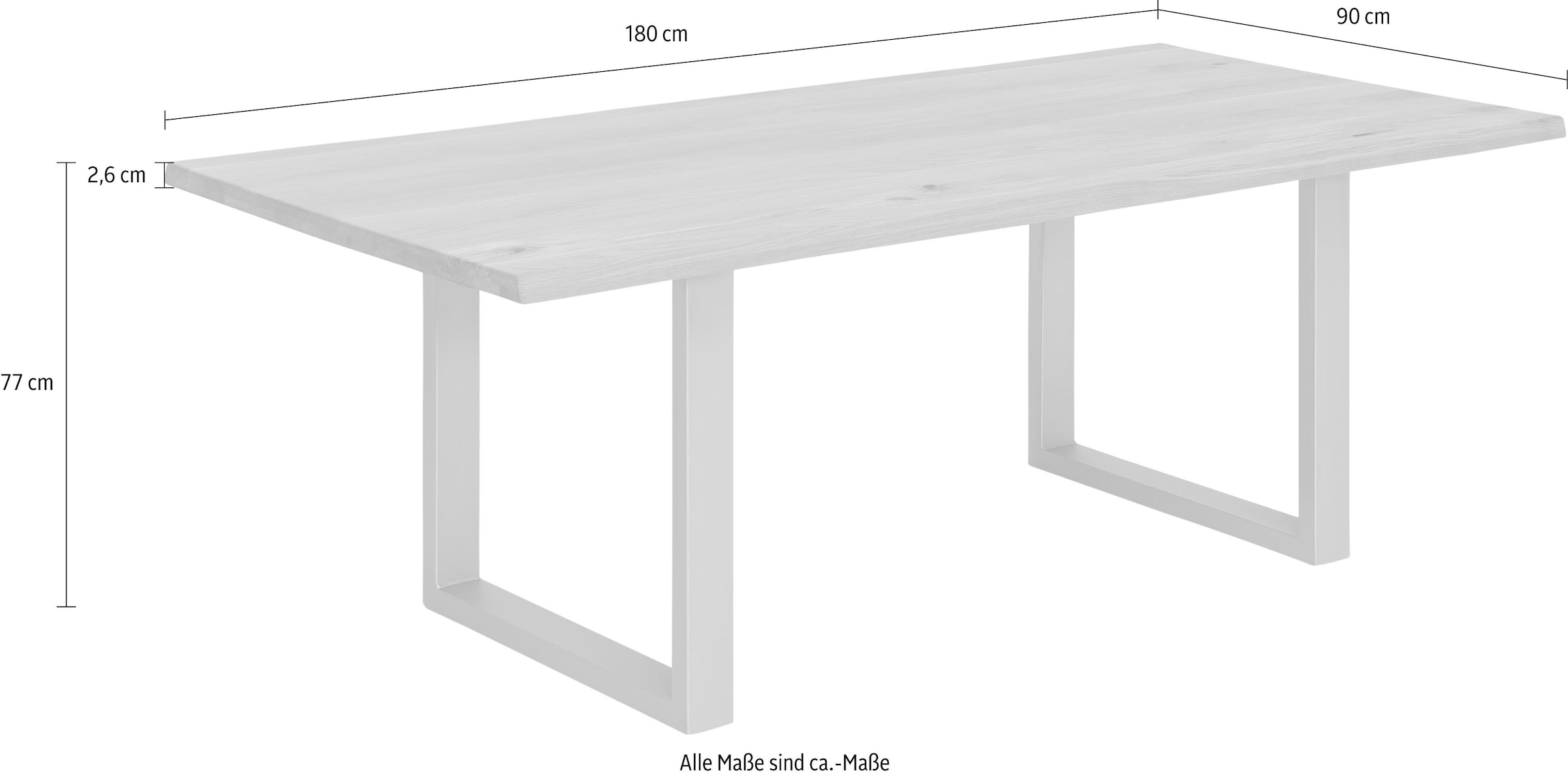 SIT Table de salle à manger »Tops&Tables« avec plateau de table en chêne sauvage, avec bord naturel comme dans l'arbre, vintage