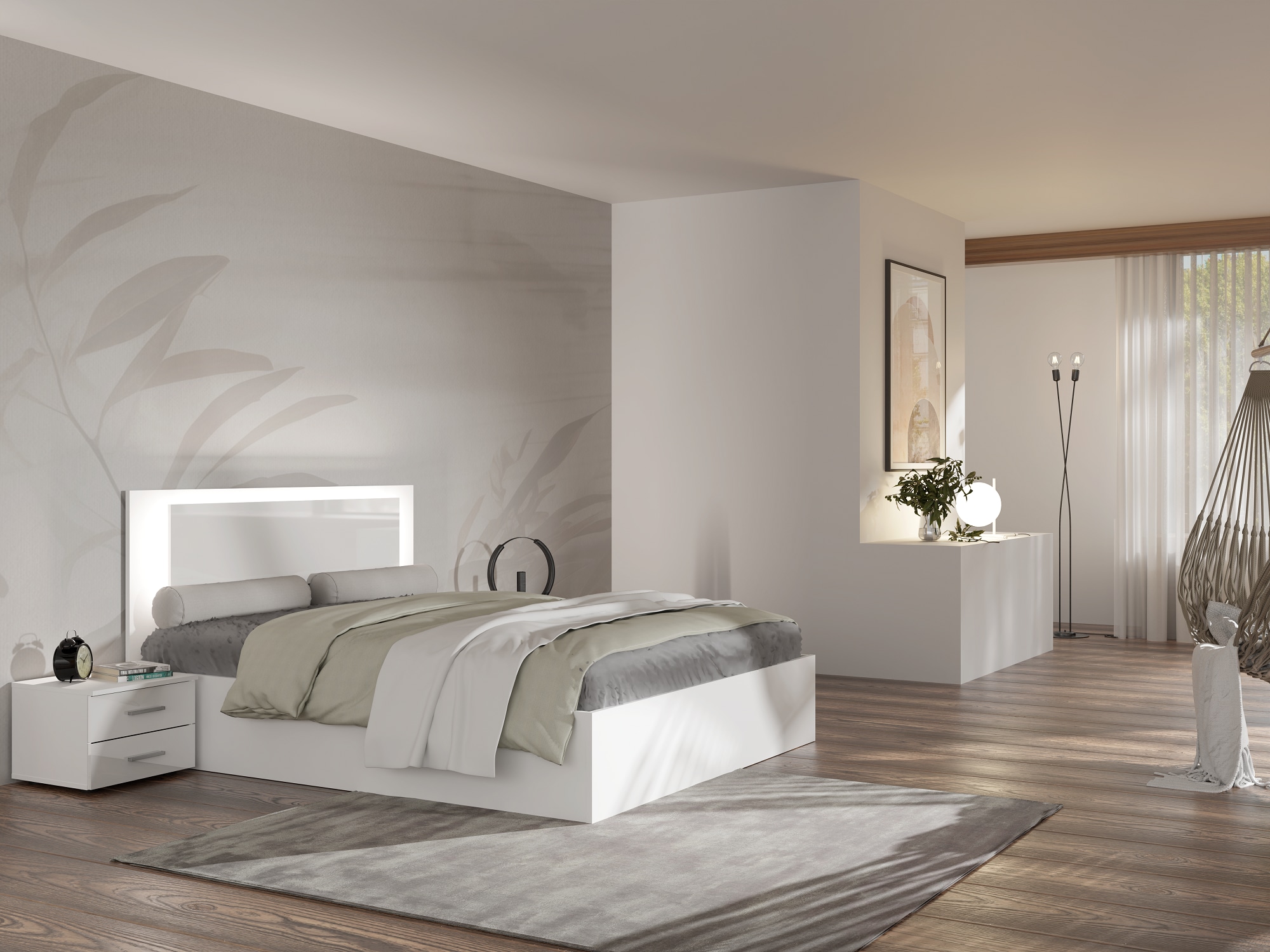 Home affaire Nachttisch »LANDERY Nachtkommode mit 2 Schubladen, Set 2 Stücke« Set,  hochglänzend, Set, 2 St., Nachtschränke, Masse B/T/H: 46,4/40,8/33,6 cm