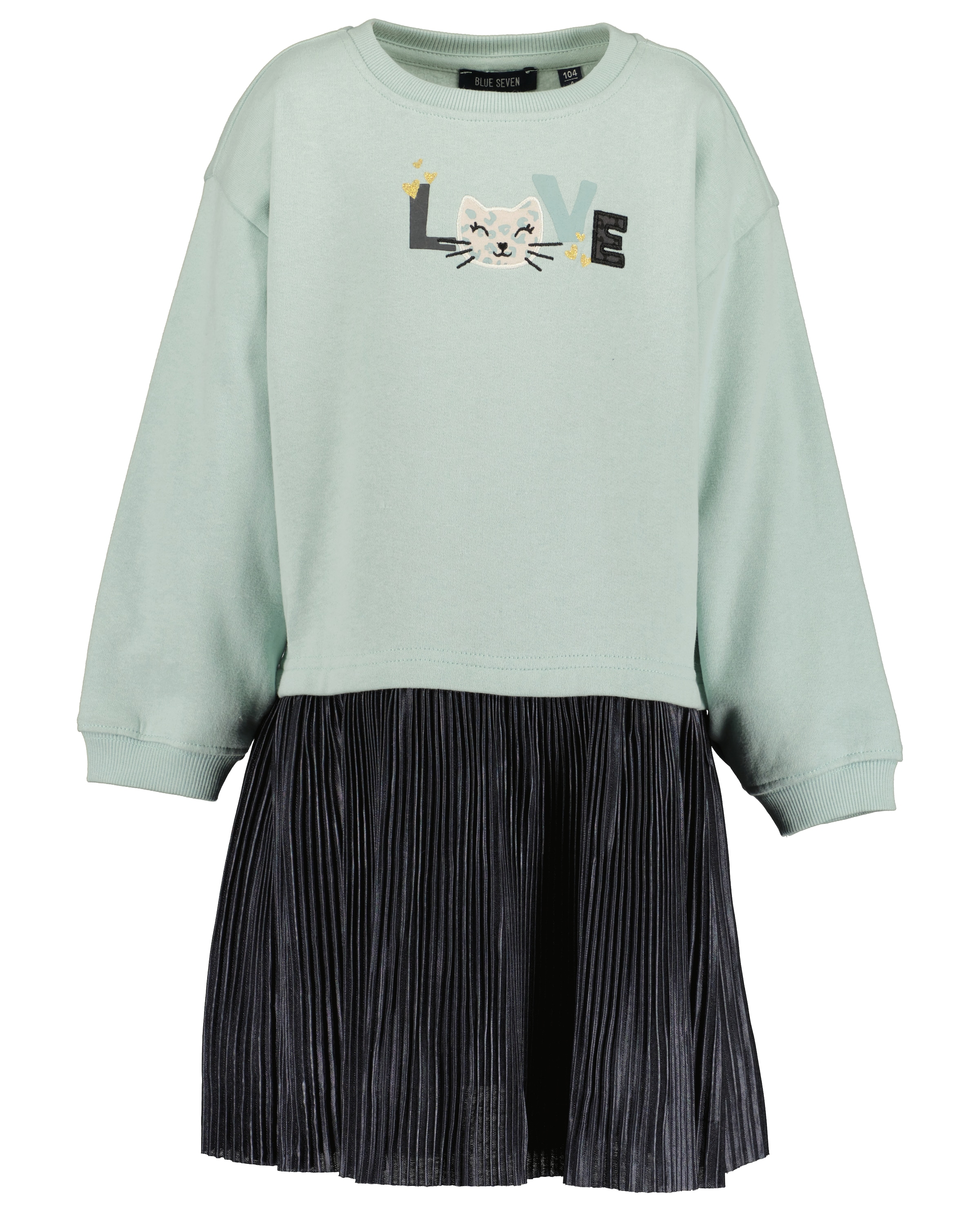Blue Seven Sweatkleid mit angesetztem Rock in Plissee-Optik