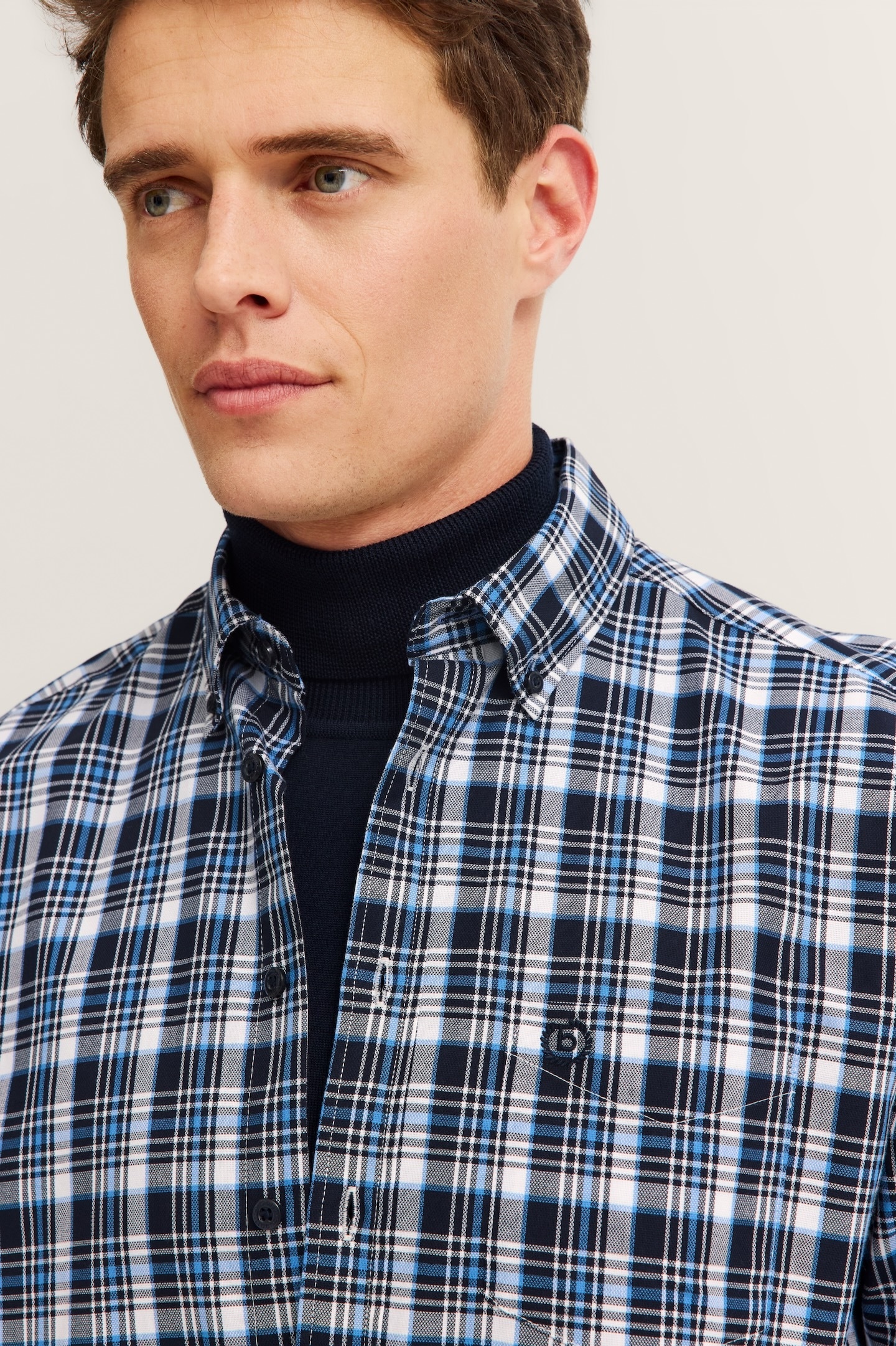 bugatti Chemise à manches longues »Modern Fit« kariert mit Brusttasche & Easy-Care