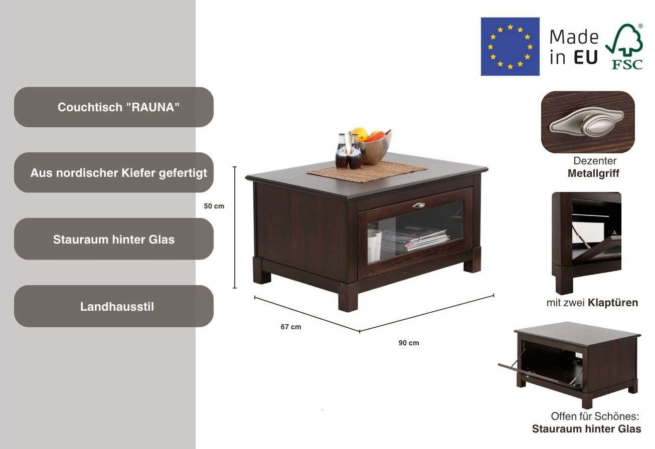 GOODproduct Couchtisch »Rauna« Breite 90 cm, FSC®-zertifiziertes Massivholz