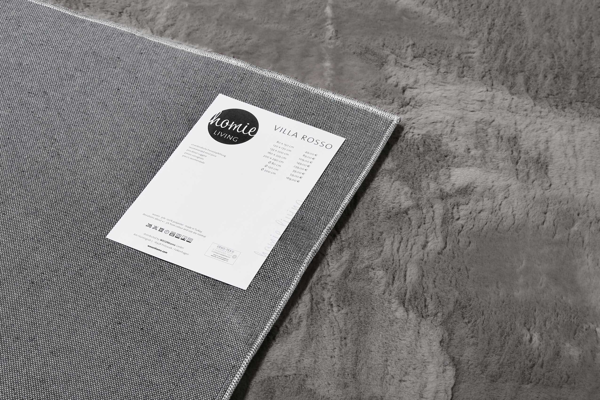 Homie Living Teppich »Villa Rosso« rechteckig 15 mm Höhe Kurzflor, Uni Farben, leicht glänzende Optik