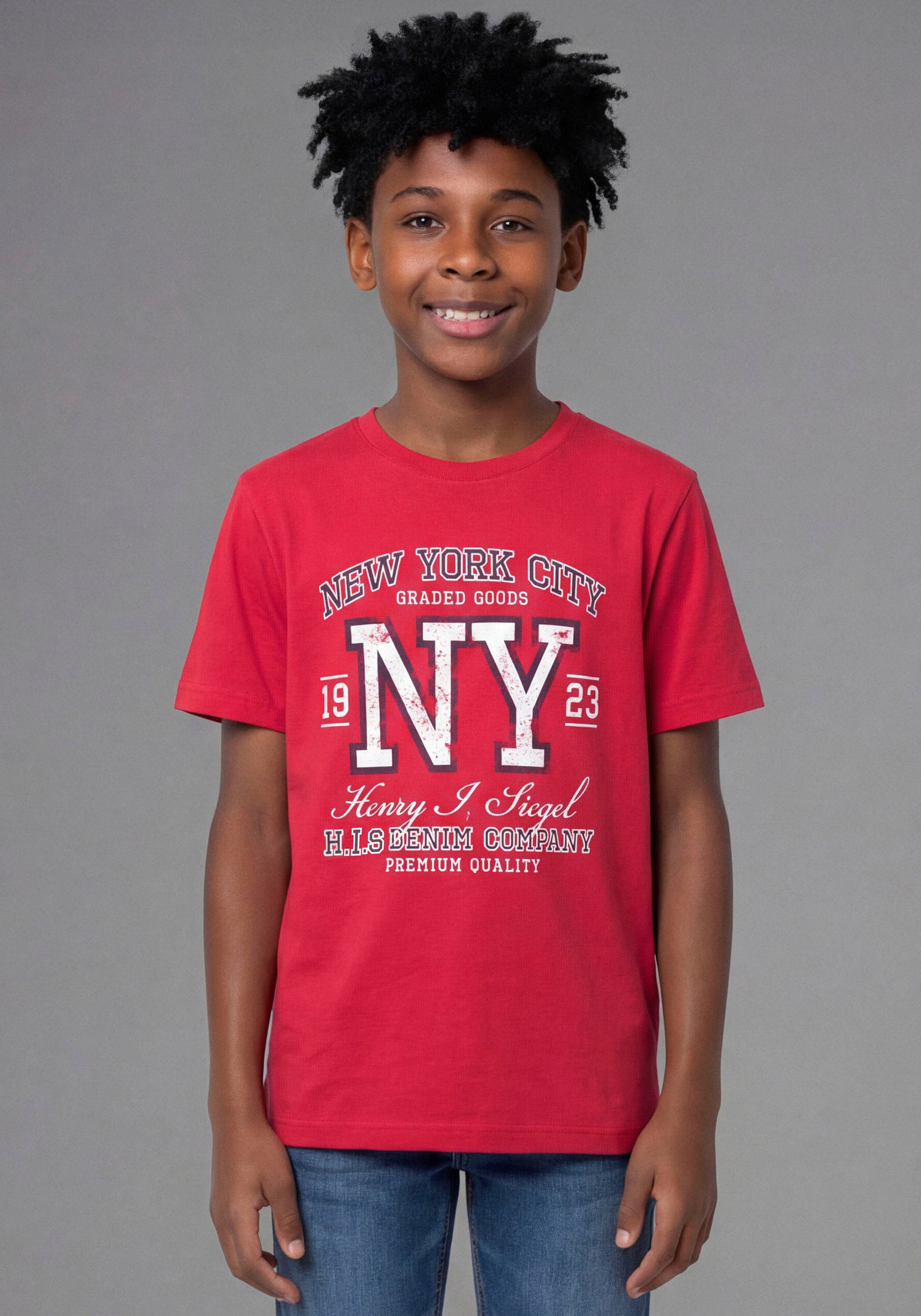 H.I.S T-shirt »2er Pack Shirts mit HIS-Logos für Jungen« Packung, 2,  modischer Stil, Kurzarm, mit Logodruck, aus Baumwolle, für Jungen