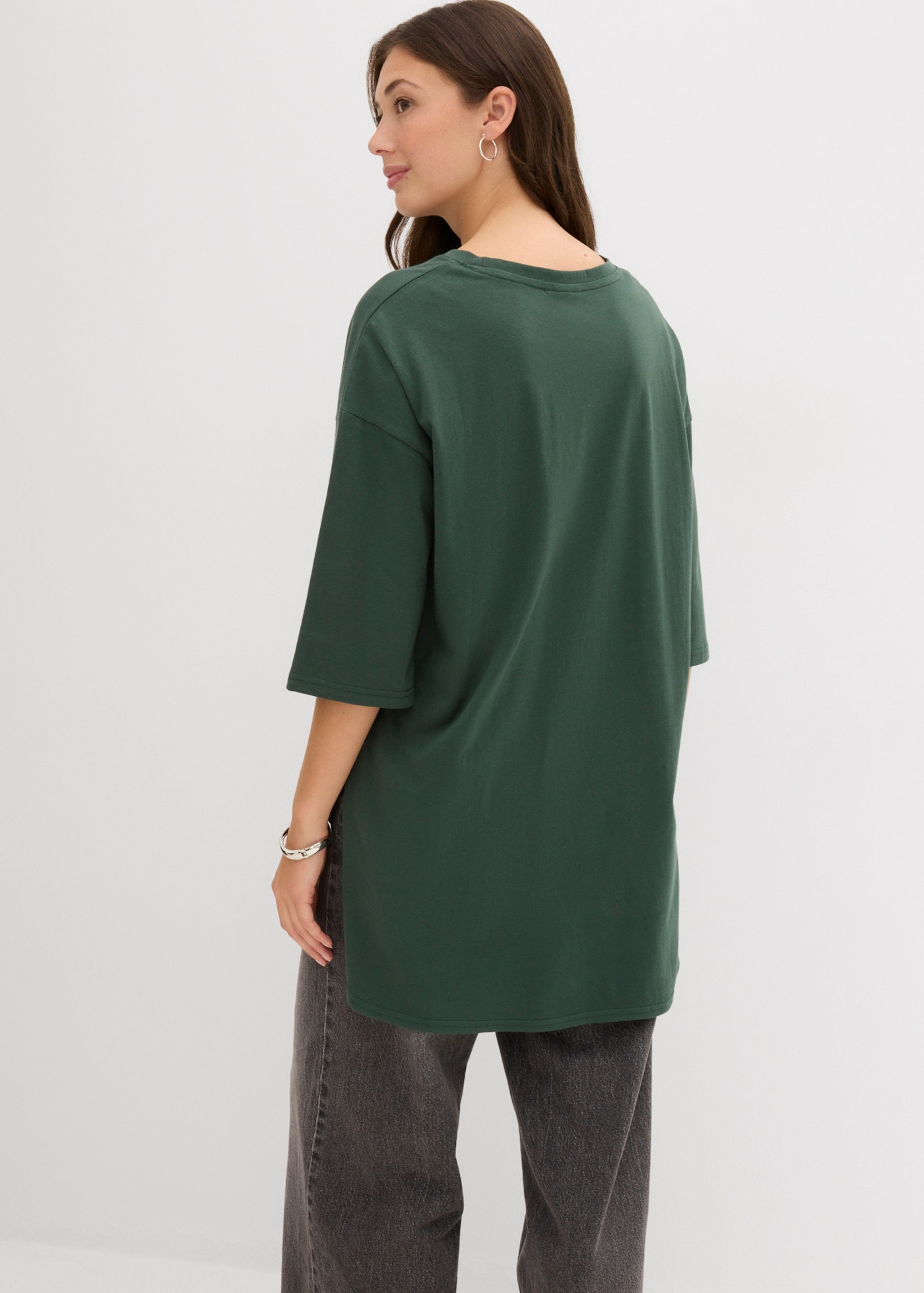 bonprix Oversize-Shirt mit Seitenschlitzen, aus Baumwolle