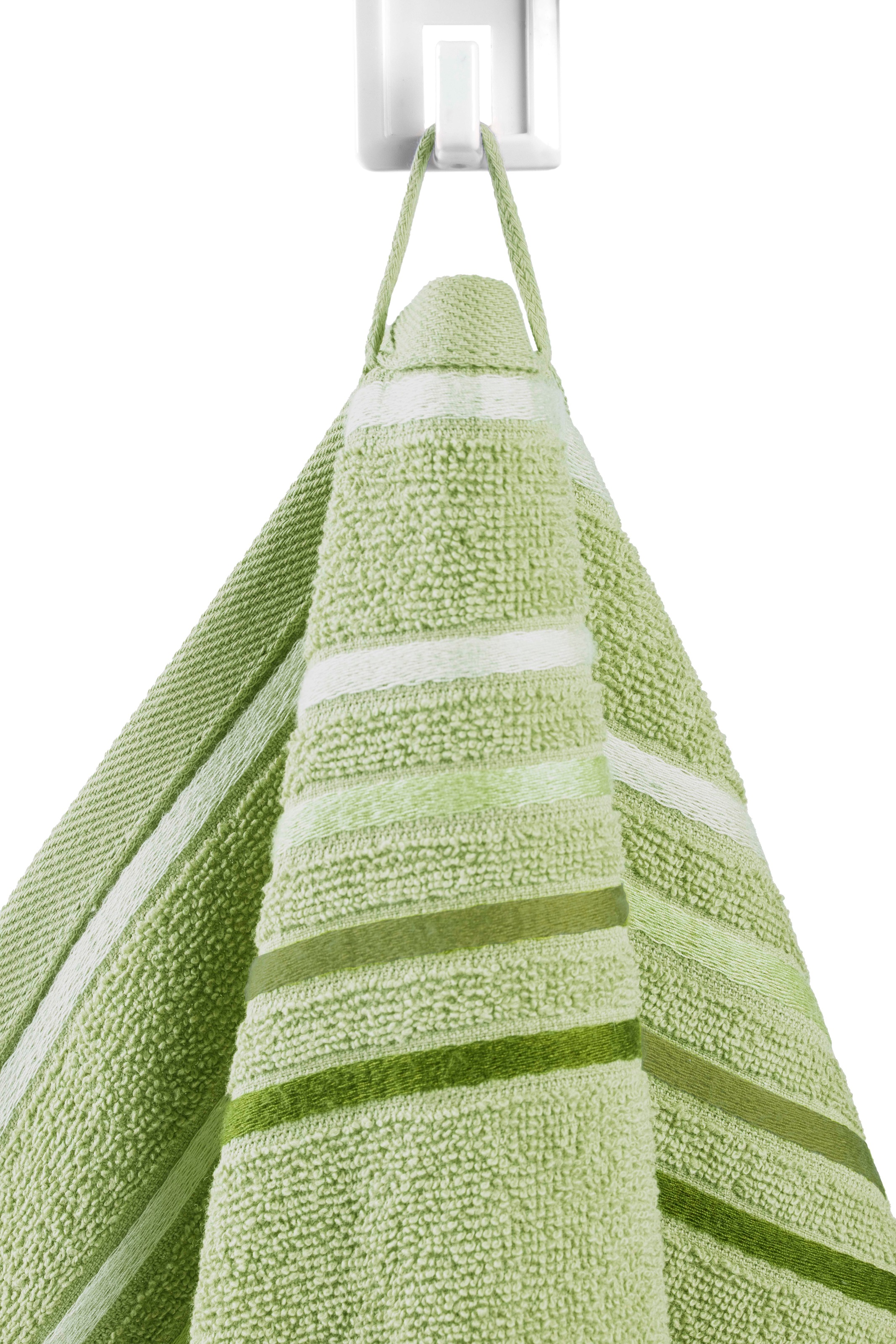 my home Set de serviettes »Niki, Duschtuch, Handtücher und Gästetücher« Set Frottee en feutre Handtücher mit mehrfarbiger Streifenbordüre, aus 100% Baumwolle, weich