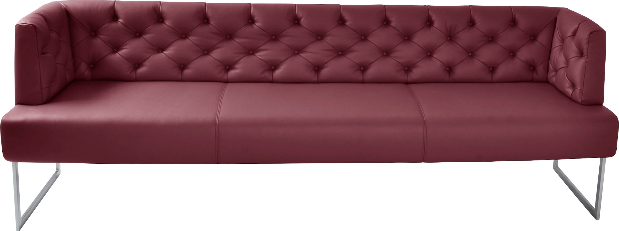 K+W Komfort & Wohnen Banc rembourré »Creso« style Chesterfield moderne, pieds aspect acier inoxydable