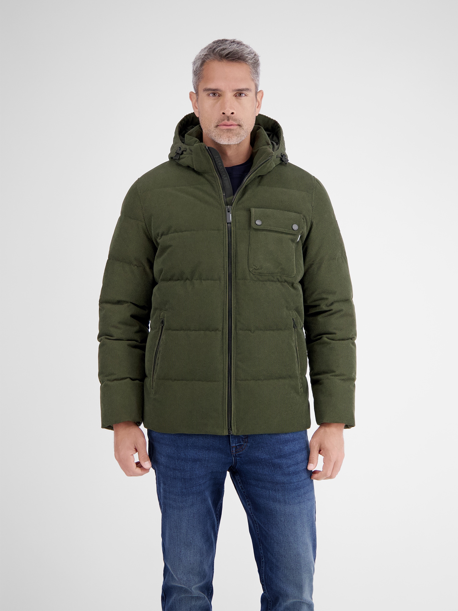 LERROS Veste d'hiver »Herren Steppjacke in funktionaler Cord-Optik« mit Kapuze