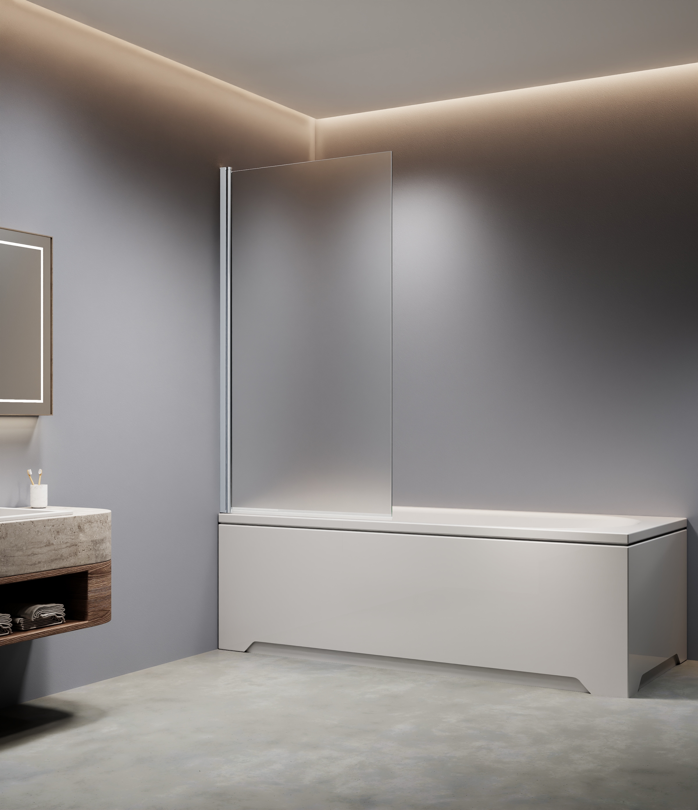 welltime Badewannenaufsatz »BWA Nassau Single foggy« Milchglas