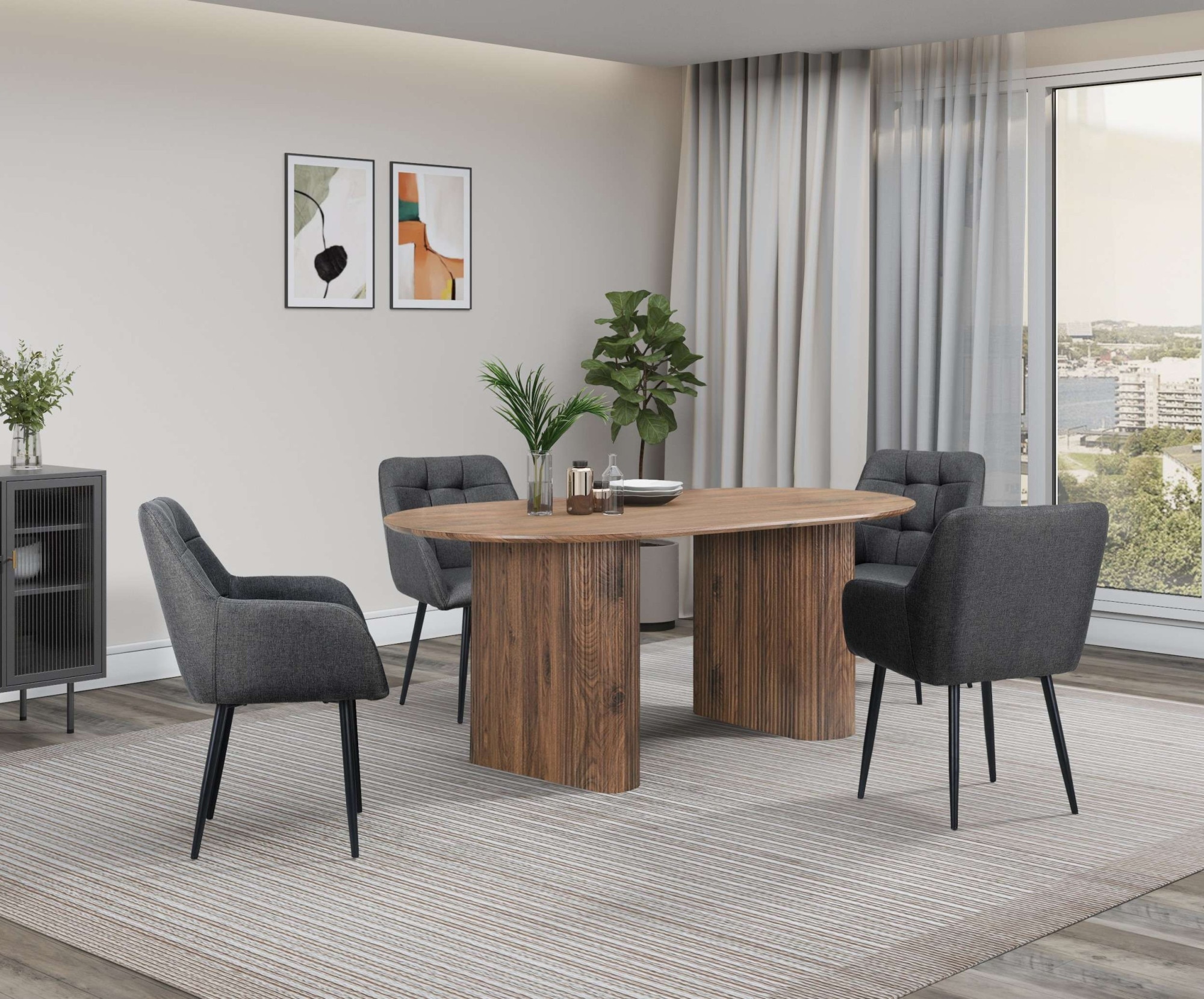 GOODproduct Esstisch »Bostonia« ovaler Esstisch, Beine mit Rillenstruktur, pflegeleicht, Höhe 76 cm