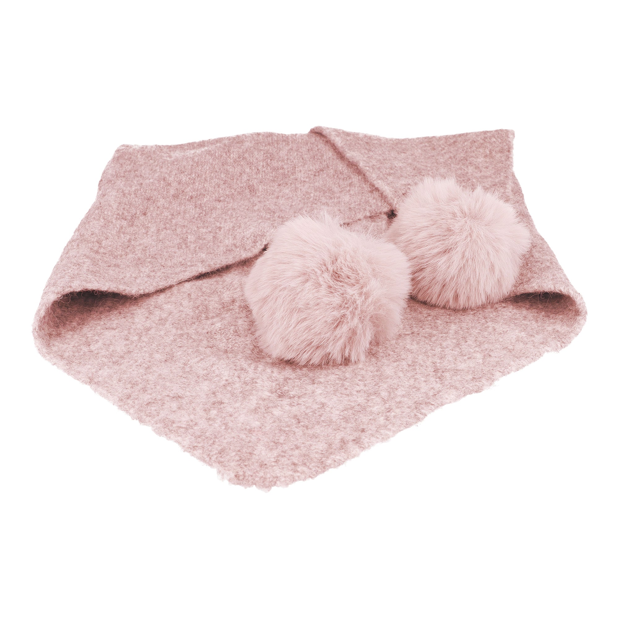 MAXIMO Dreieckstuch Materialmix, gestrickt, mit Fake-Fur-Bommeln, bequem