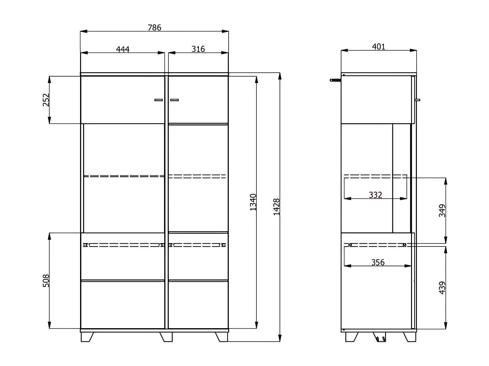 INOSIGN Buffet haut »Burgundy Sideboard, Stauraumschrank, Anrichte, Hochschrank, B93cm« Hochglanzfronten und eine Innenausstattung in Flagstaff Eiche