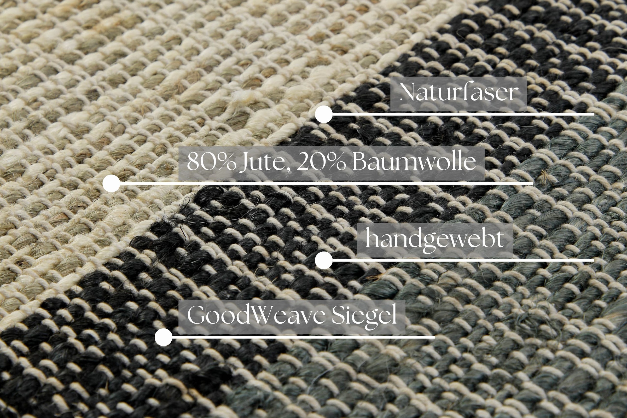 GOODproduct Teppich »Bennii« rechteckig 4 mm Höhe 80% Jute, handgewebt, mit Fransen, Wohnzimmer, Naturfaser