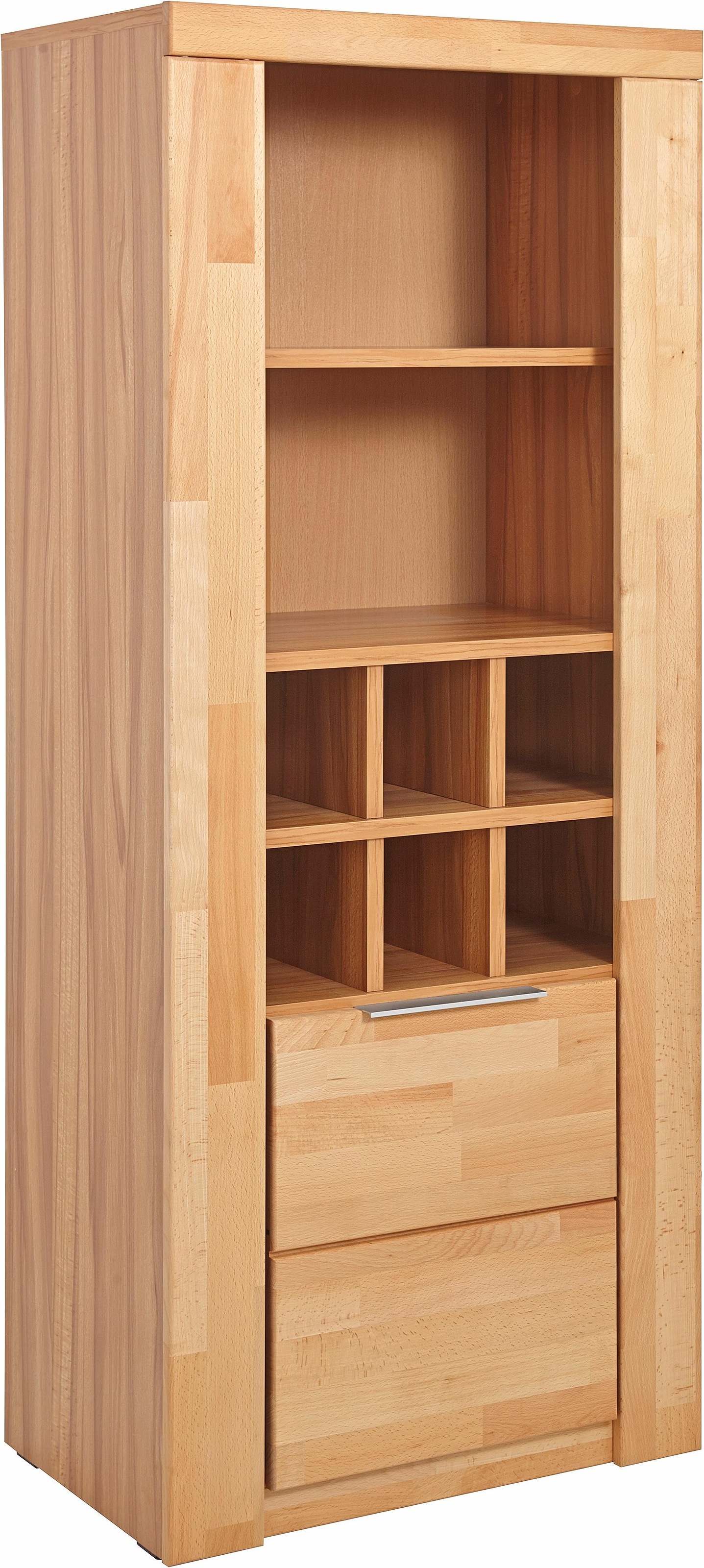 GOODproduct Vitrines »ZARA81, 2 Fächer geschlossen, geölt, Wohnzimmer, teilmassiv Kernbuche« B/T/H:60/40/145cm, Front massivholz, Tür L/R, wein Regal, Griffleiste