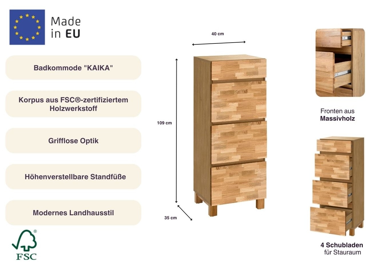 Home affaire Badkommode »Kaika« Breite 40 cm