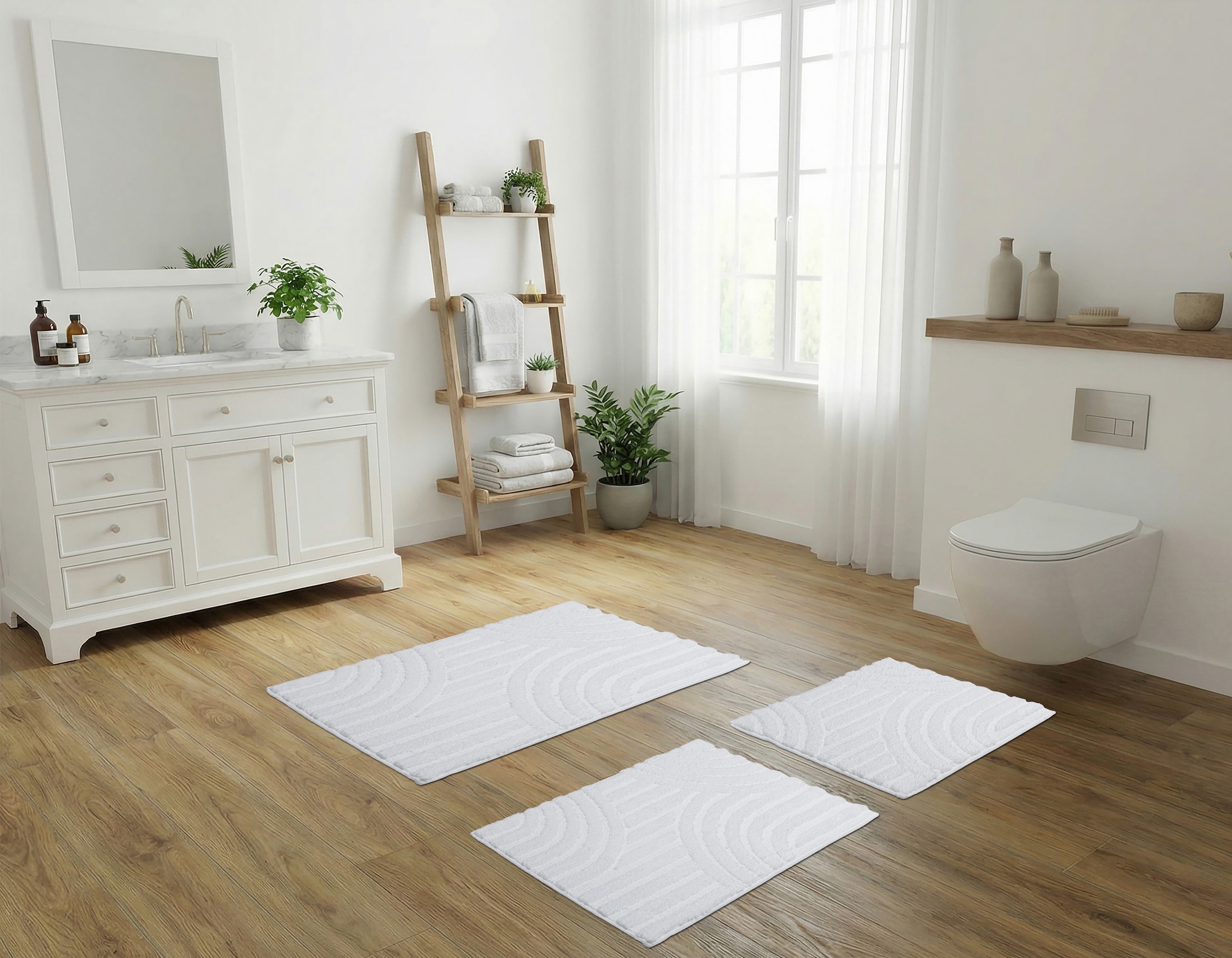 GOODproduct Tapis de bain »Regona Scandi, Badvorleger, Badezimmer Teppich, Duschvorleger« Höhe 10 mm revêtement antidérapant Résistant Tapis de bain, couleurs unies, effet relief, motif moderne, Zen