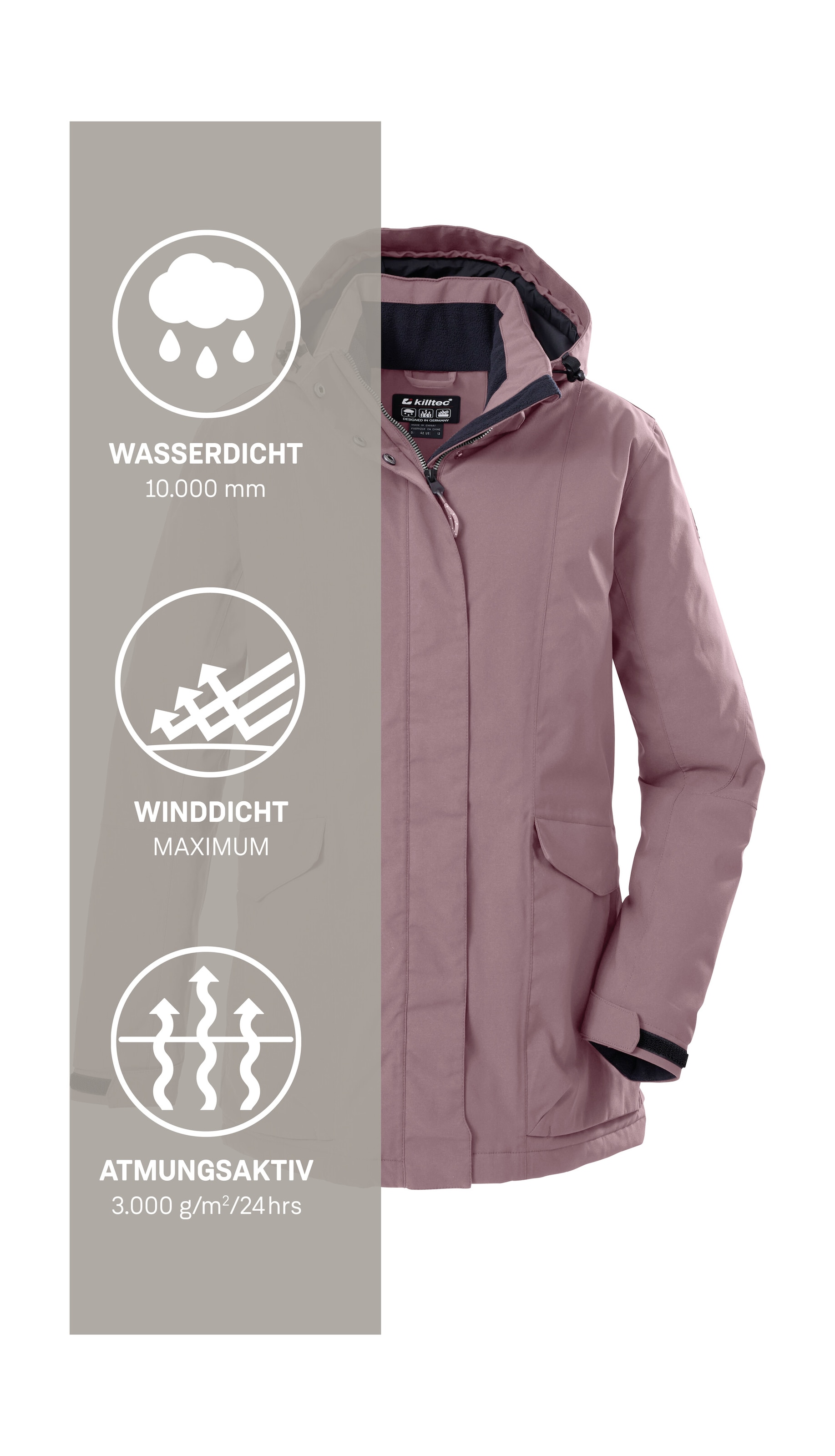 Killtec Veste fonctionnelle »Damen Jacke« Wasserdichte, atmungsaktive Damenjacke mit abnehmbarer Kapuze