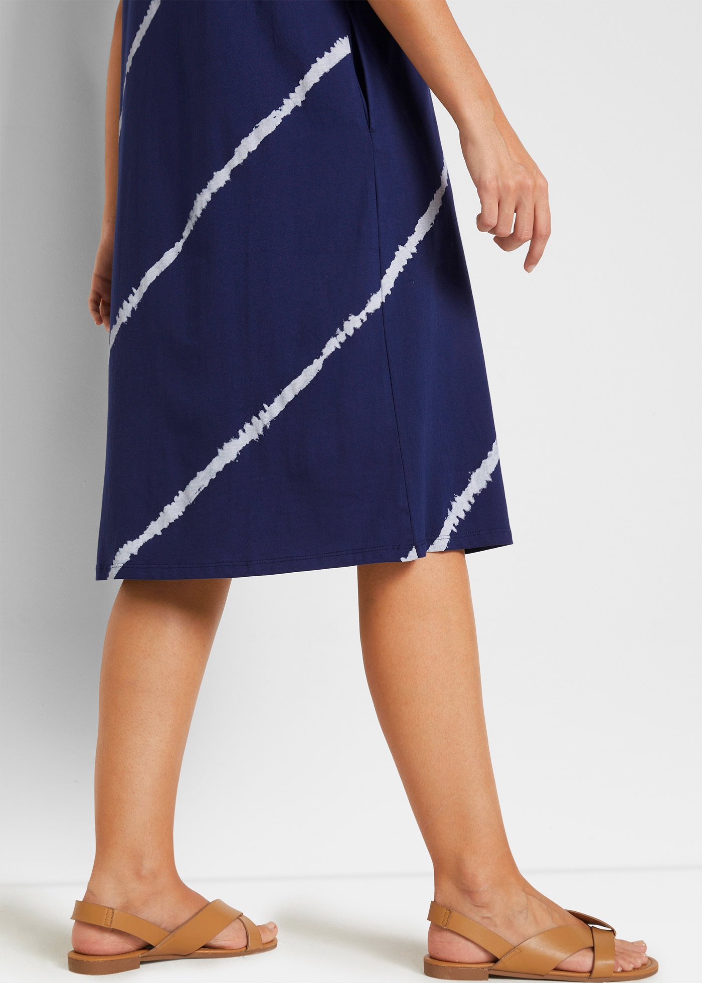 bonprix Robe en jersey für den Alltag, Kurzarm-Design, aus Baumwolle, in A-Linie