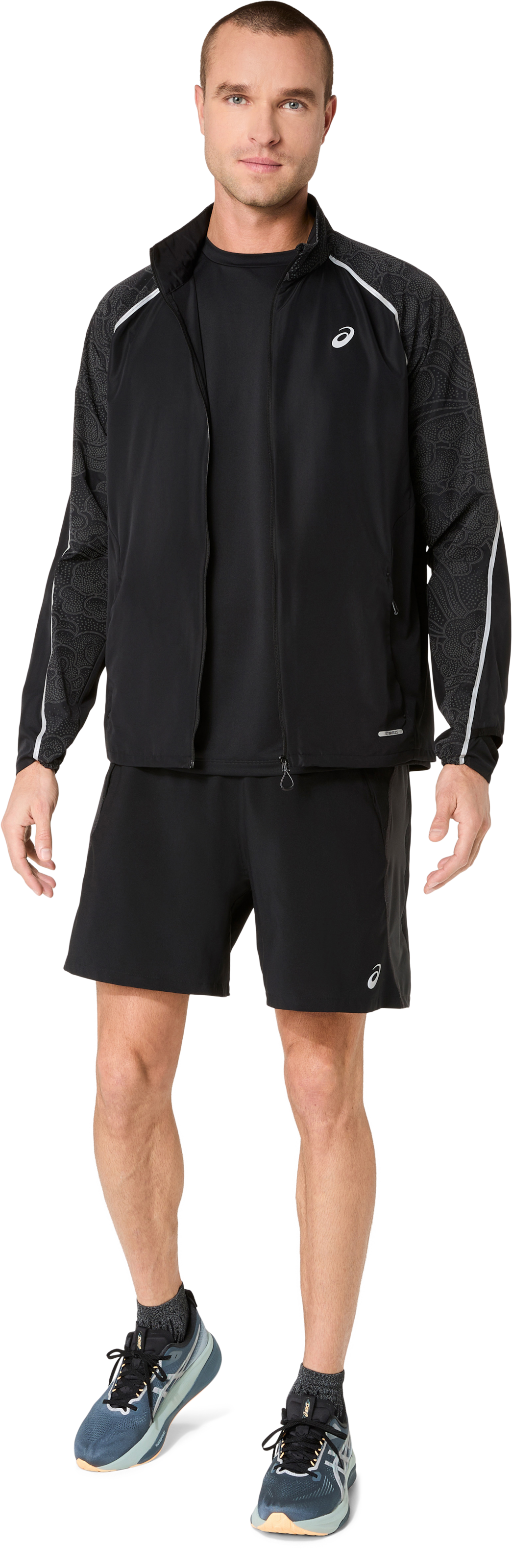 Asics Veste de course à pied »ROAD LITE-SHOW JACKET« Respirant, réfléchissant, poche pour smartphone