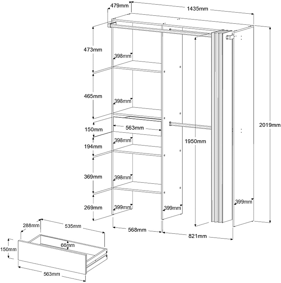 Parisot Armoire multi-usages »Bari 2« Packung, 1 cuis tlg.