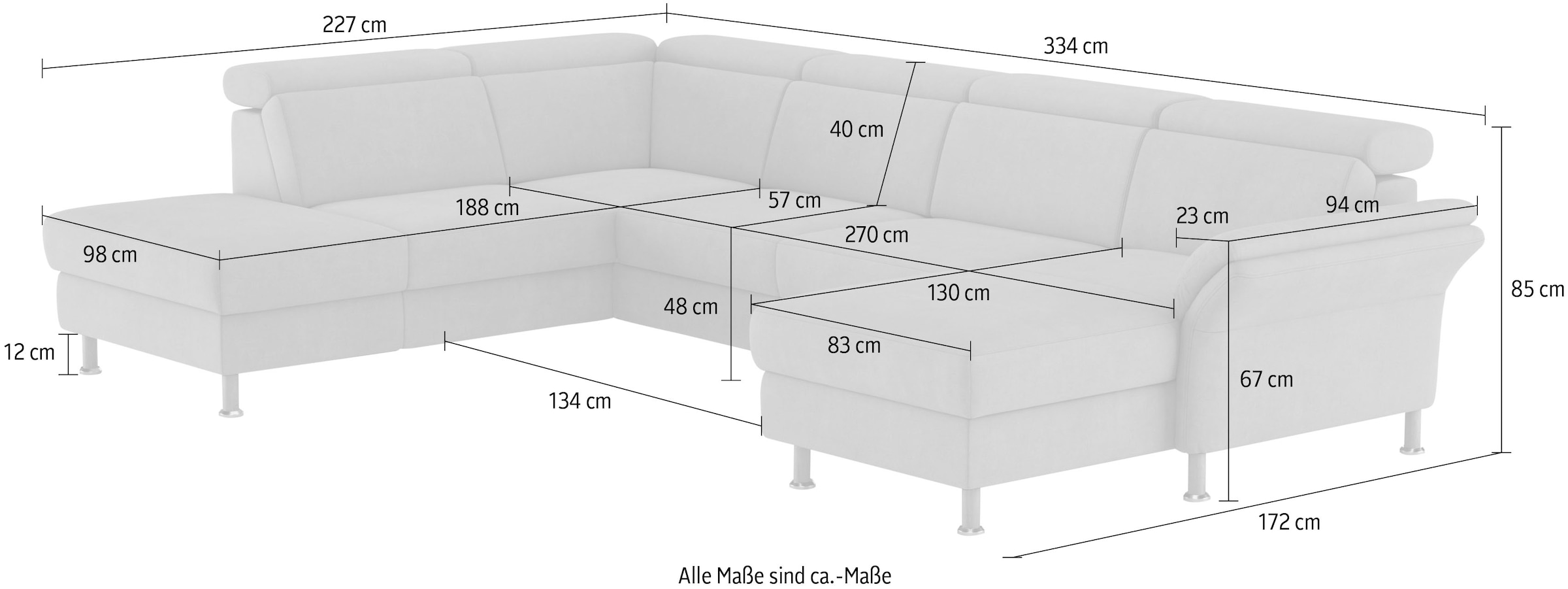 Home affaire Wohnlandschaft »Calypso U-Form« wahlweise mit motorischer Relaxfunktion