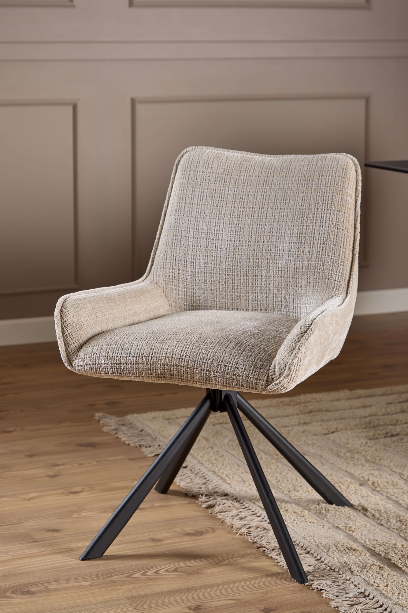 ACTONA GROUP Chaise de salle à manger »Eddie« (Ensemble) Chaise de salle à manger, jute beige, piètement 4 étoiles, avec fonction pivotante, 2 pcs