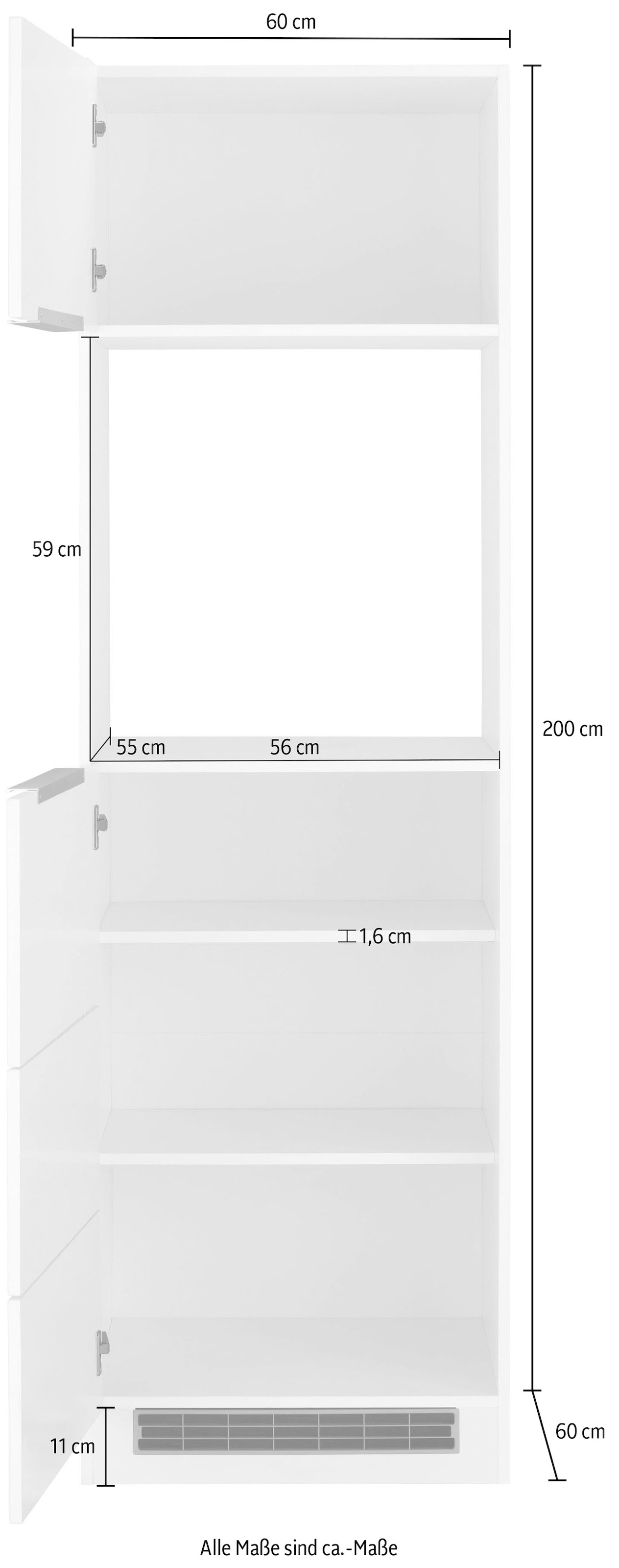 KOCHSTATION Armoire d'encastrement pour four »KS-Brindisi« 60 cm de large, 200 cm de haut, beaucoup d’espace de rangement