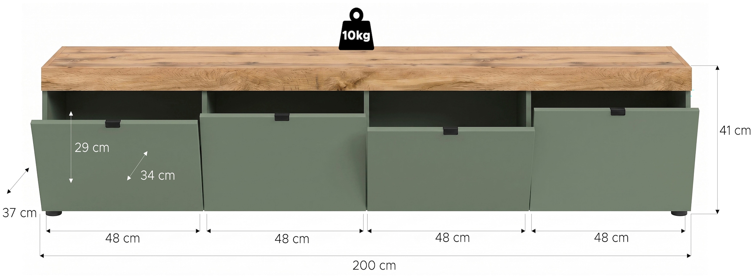 GOODproduct Lowboard »MAMBO II, Breite 200 cm, 4 Klappen, 4 Fächer« 1 Stk. tlg. Lowboard, TV Unterschrank, TV-Schrank, Wohnzimmer