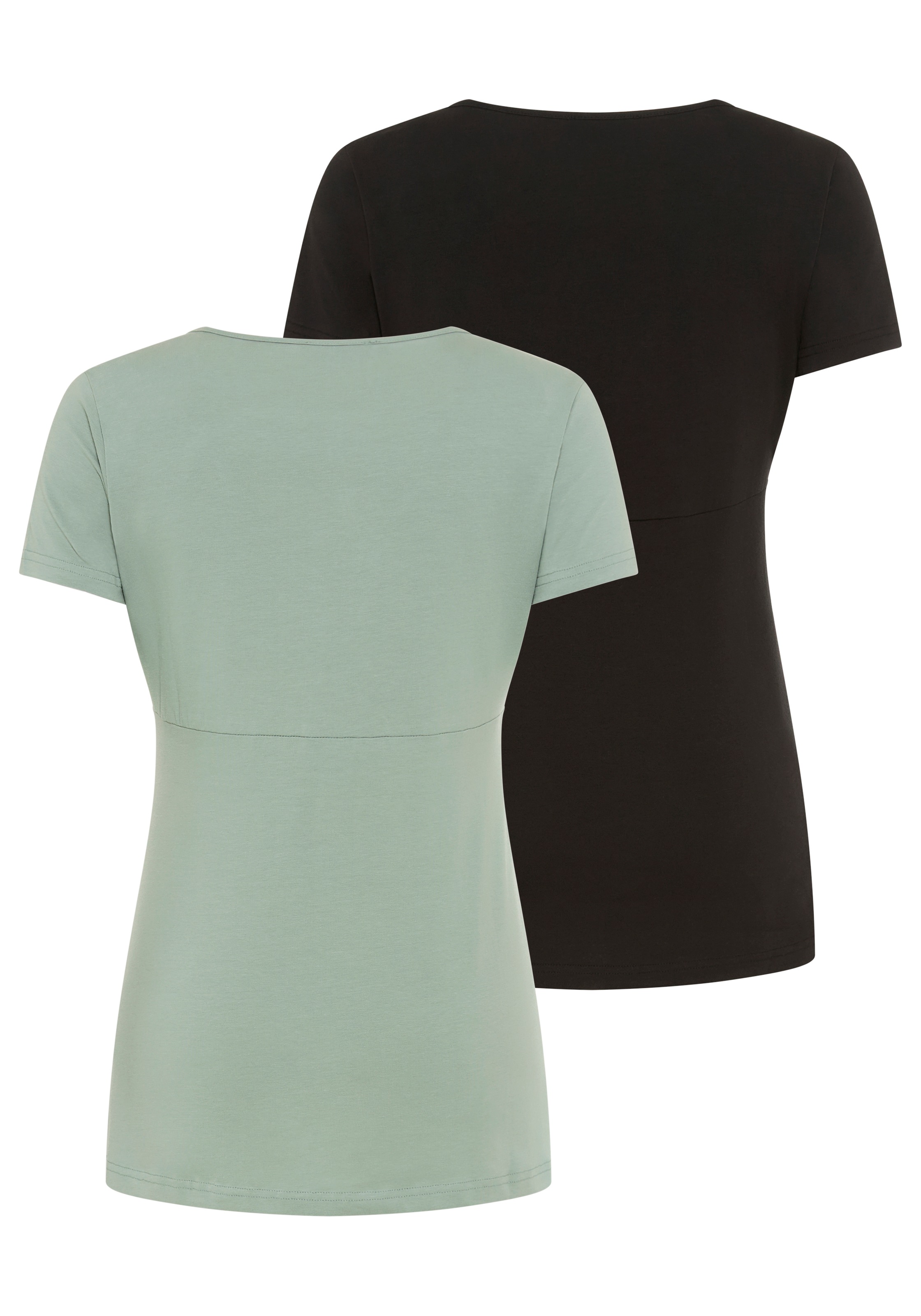 Neun Monate T-shirt de grossesse »2er Pack Umstands-T-Shirt« Packung, 2, 2 pièces ausgestellte Passform, Kurzarm, Wickeloptik mit Stillmöglichkeit