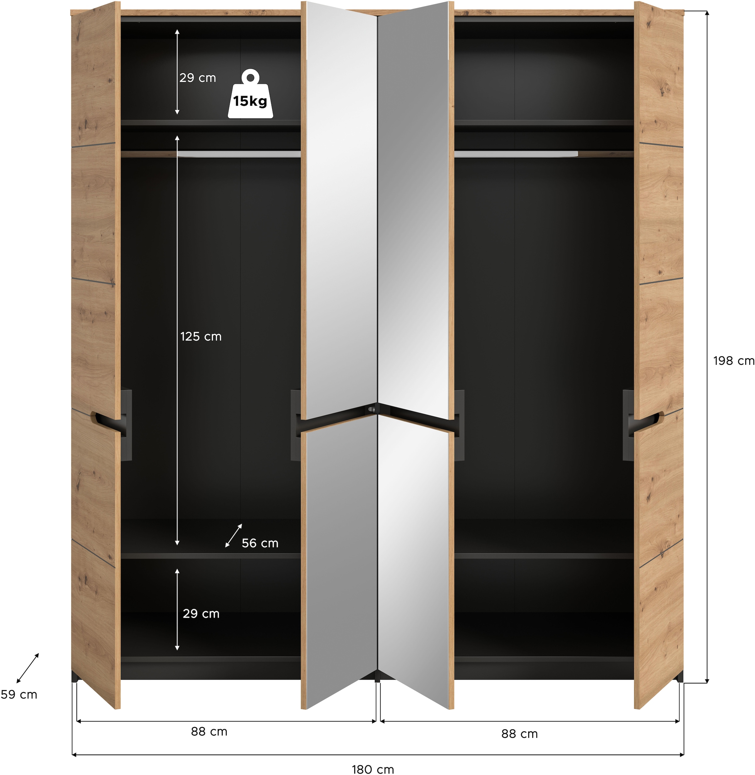Home affaire Armoires à vêtements 2 cuis tlg. Schlafzimmerschrank, Schrank, Garderobenschrank, Garderobe