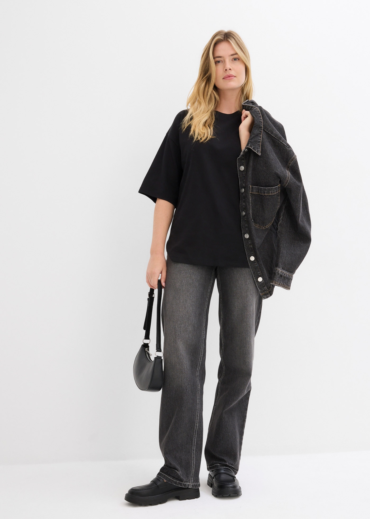 bonprix Longshirt Oversized Schnitt, Halbarm, für Frühling und Sommer