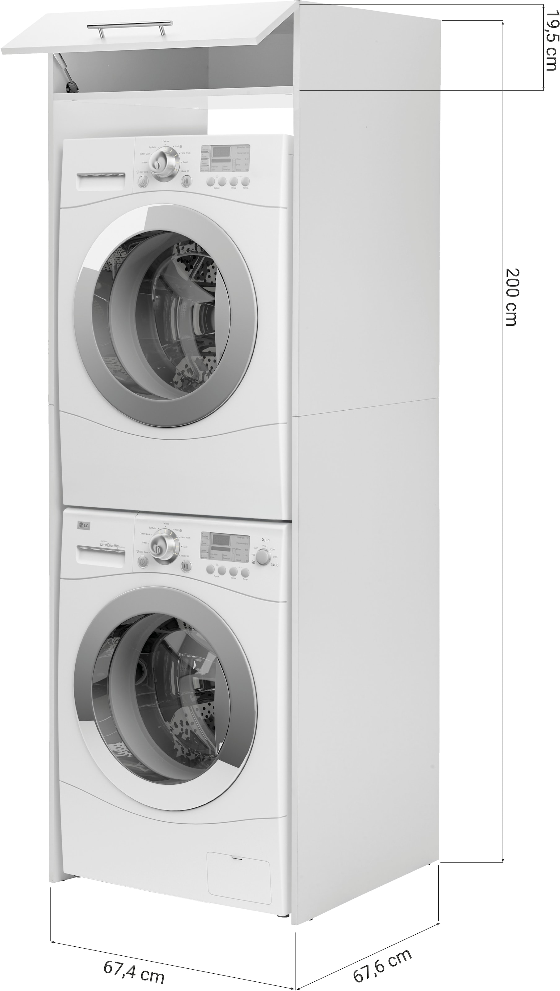 RESPEKTA Armoire pour machine à laver »Clara« (B x T x H)  67,4 x 67,6 cm x 200 cm
