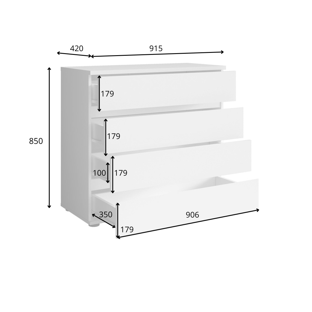 Home affaire Commode »PRESSAC Sideboard mit 4 Schubladen, Masse B/T/H: 91,5/42/85 cm« Schubladenschrank mit viel Stauraum, in 2 Farben erhältlich
