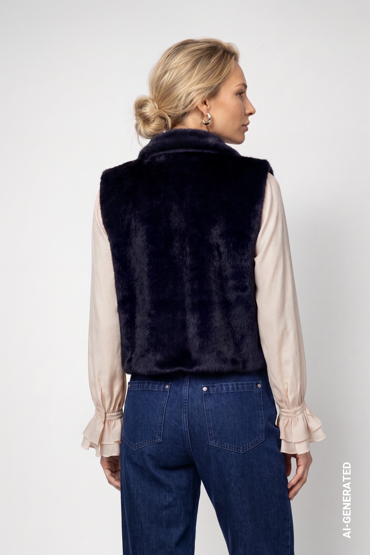 Monari Gilet en imitation fourrure »Weste Basic fake fur« coupe régulière avec col montant