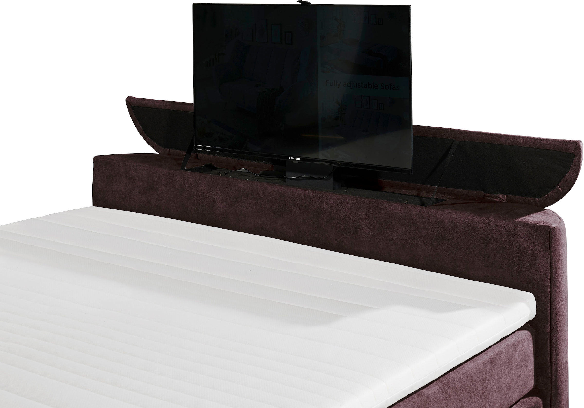ED EXCITING DESIGN Lit boxspring »Dallas« 7 cuis tlg. inkl. Topper, LED-Beleuchtung, TV Halterung und zwei Bettkästen