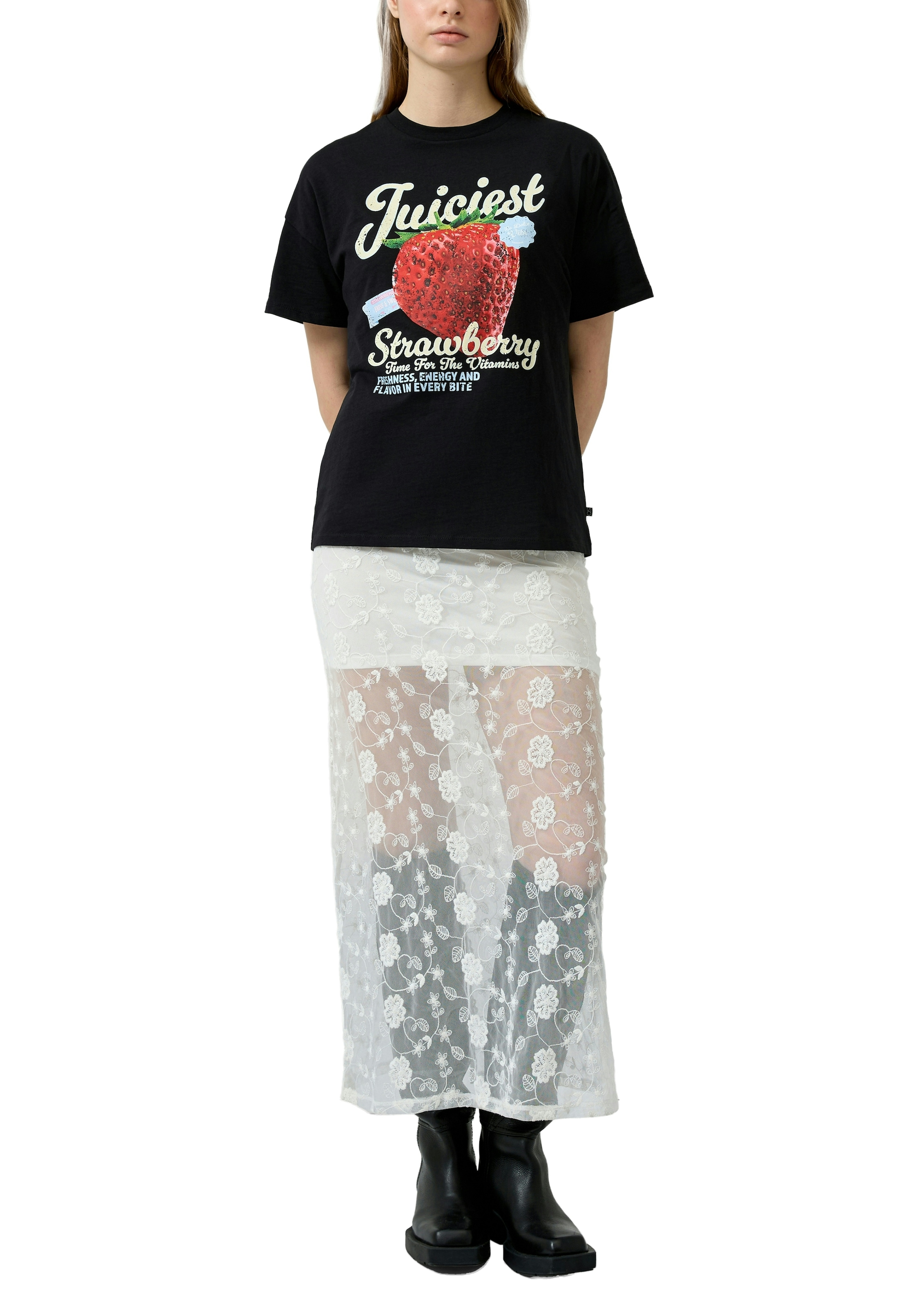 QS Kurzarmshirt Sommershirt mit grossem Print