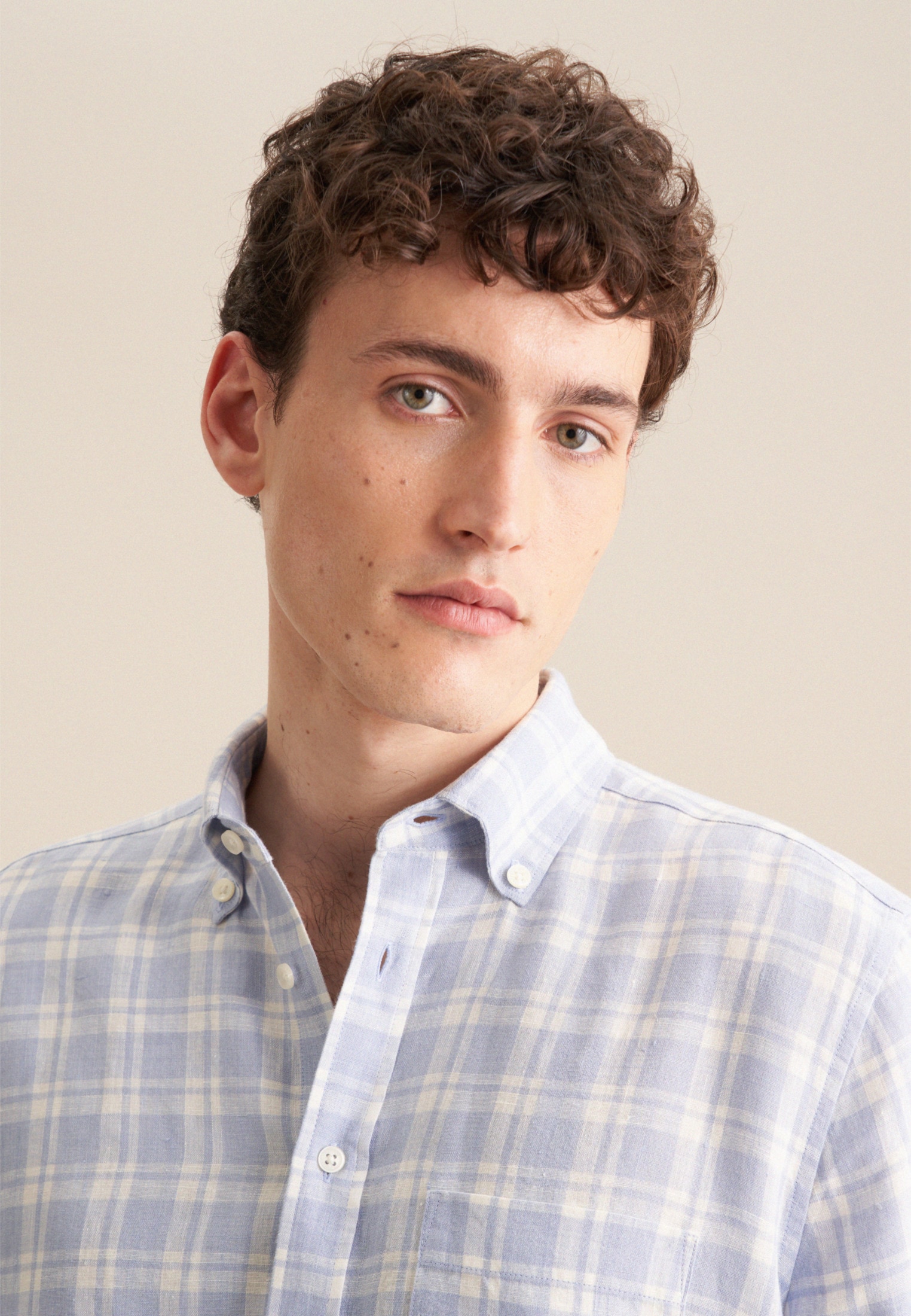 seidensticker Businesshemd »Schwarze Rose« Regular Kurzarm Button-Down-Kragen Karo