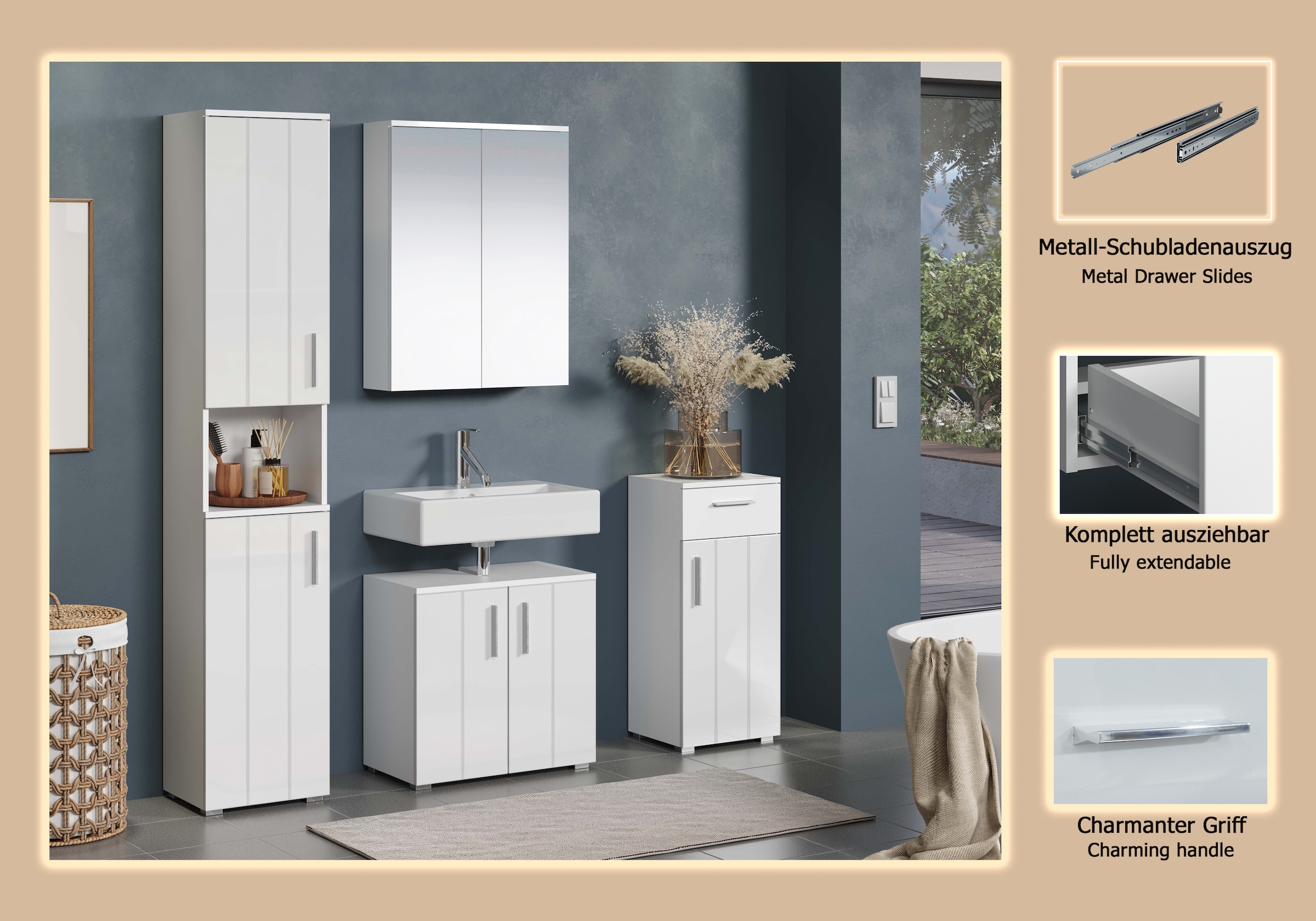 welltime Badezimmer-Set »Prag« Set, 4 Stk. tlg.